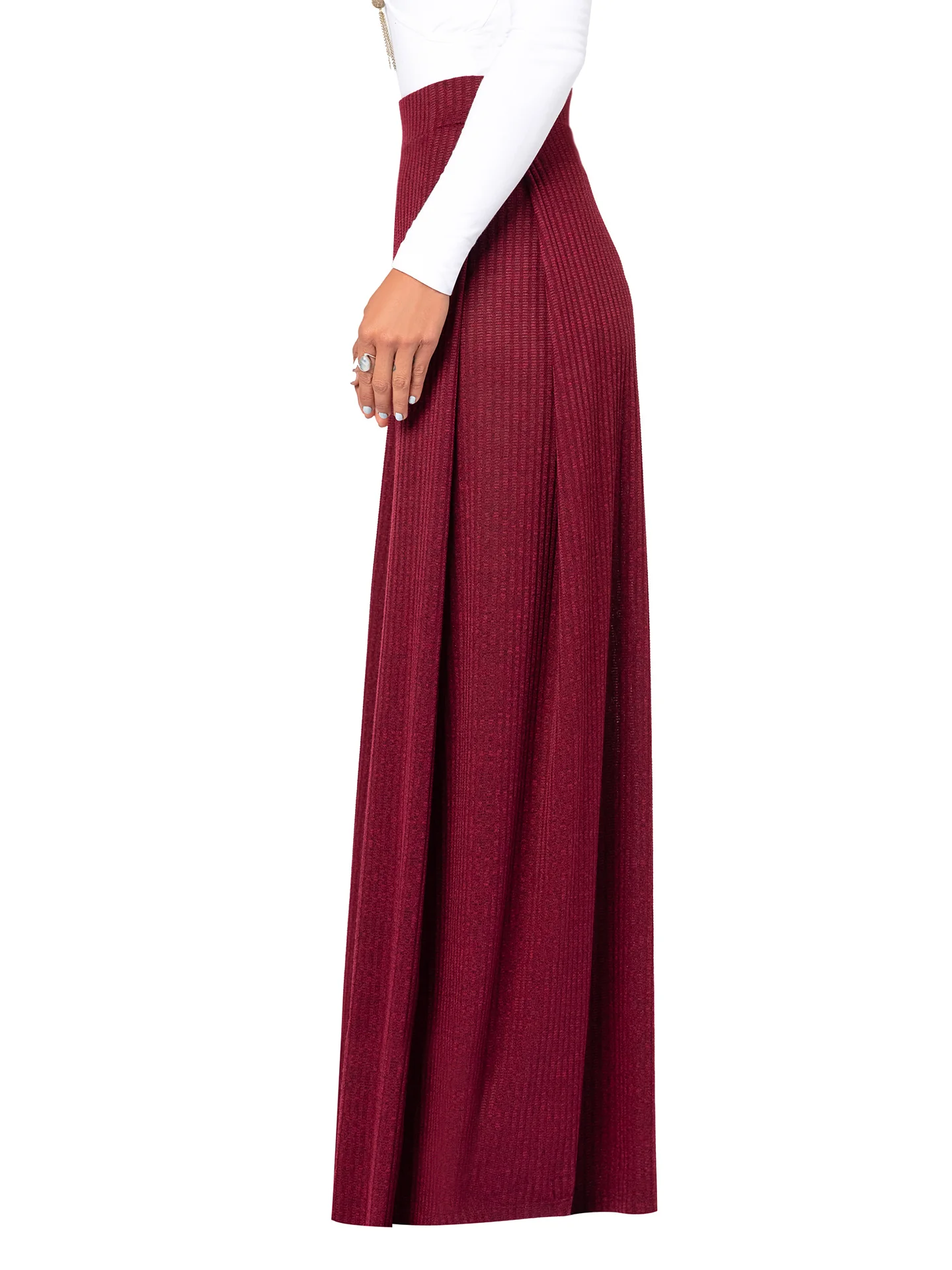 "Angela" Burgundy Sweater Wide Leg Pants - Image 5