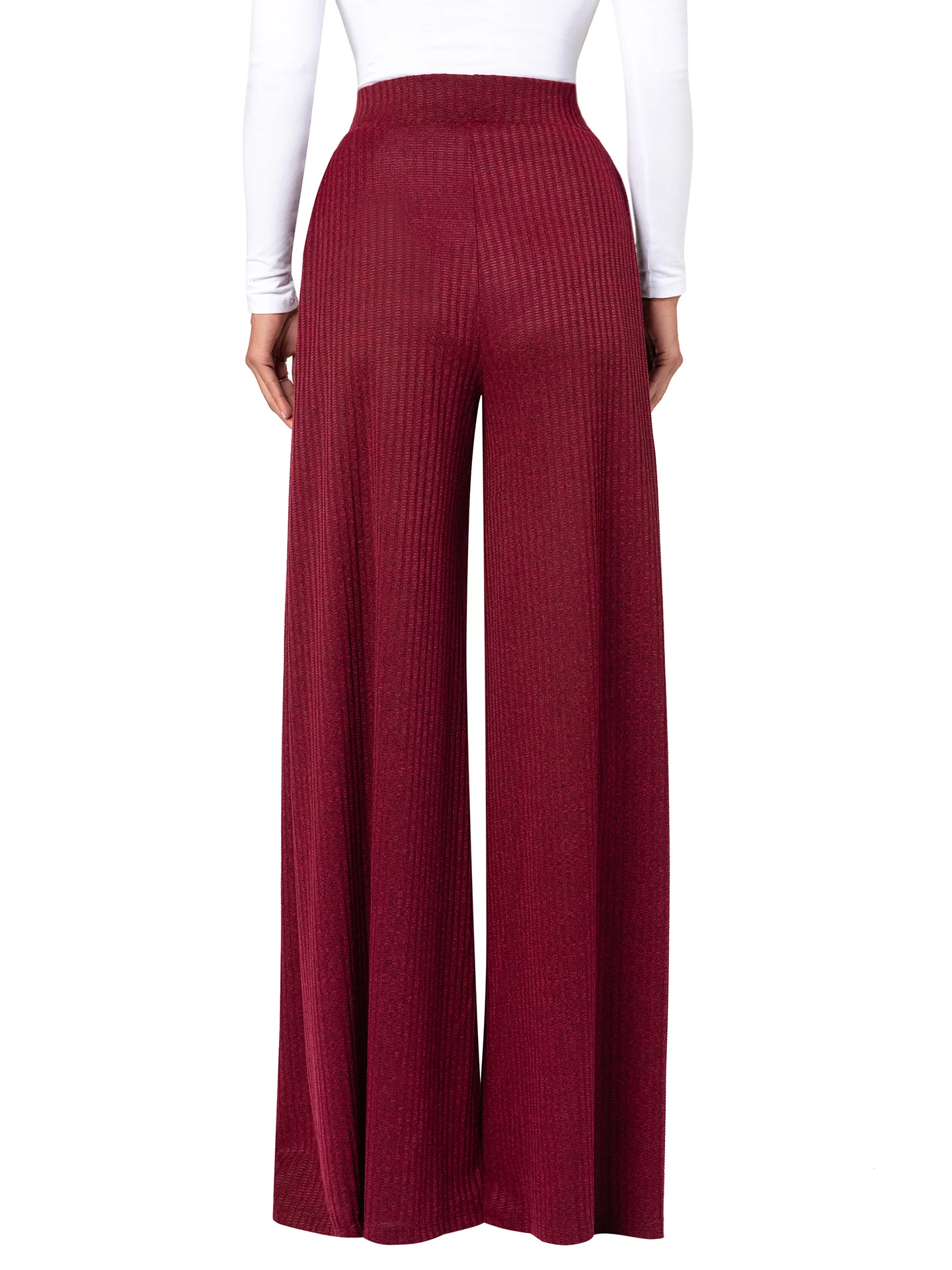 "Angela" Burgundy Sweater Wide Leg Pants - Image 6