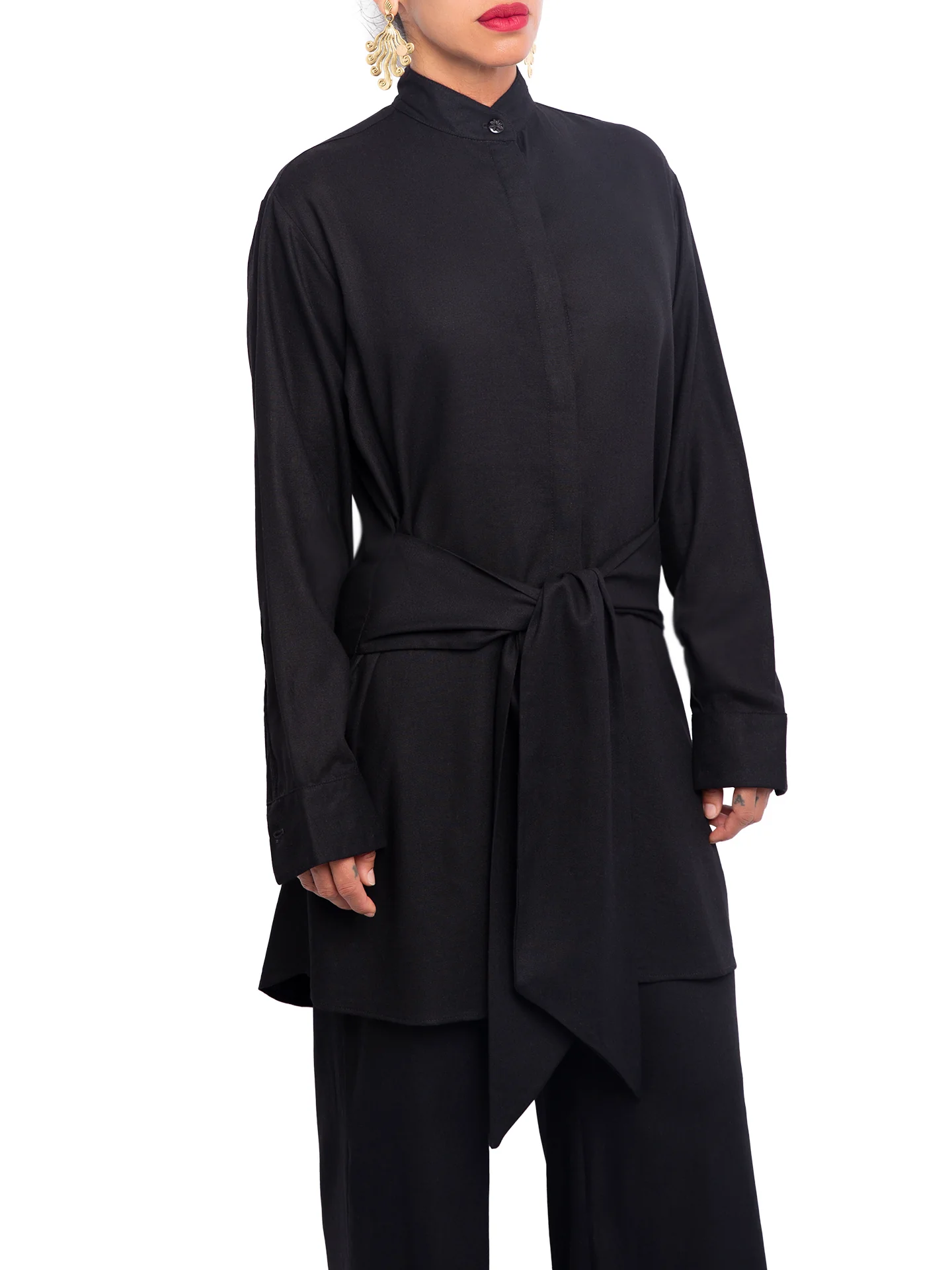 “Atlas - Black” Button-Down Tunic Top - Image 3