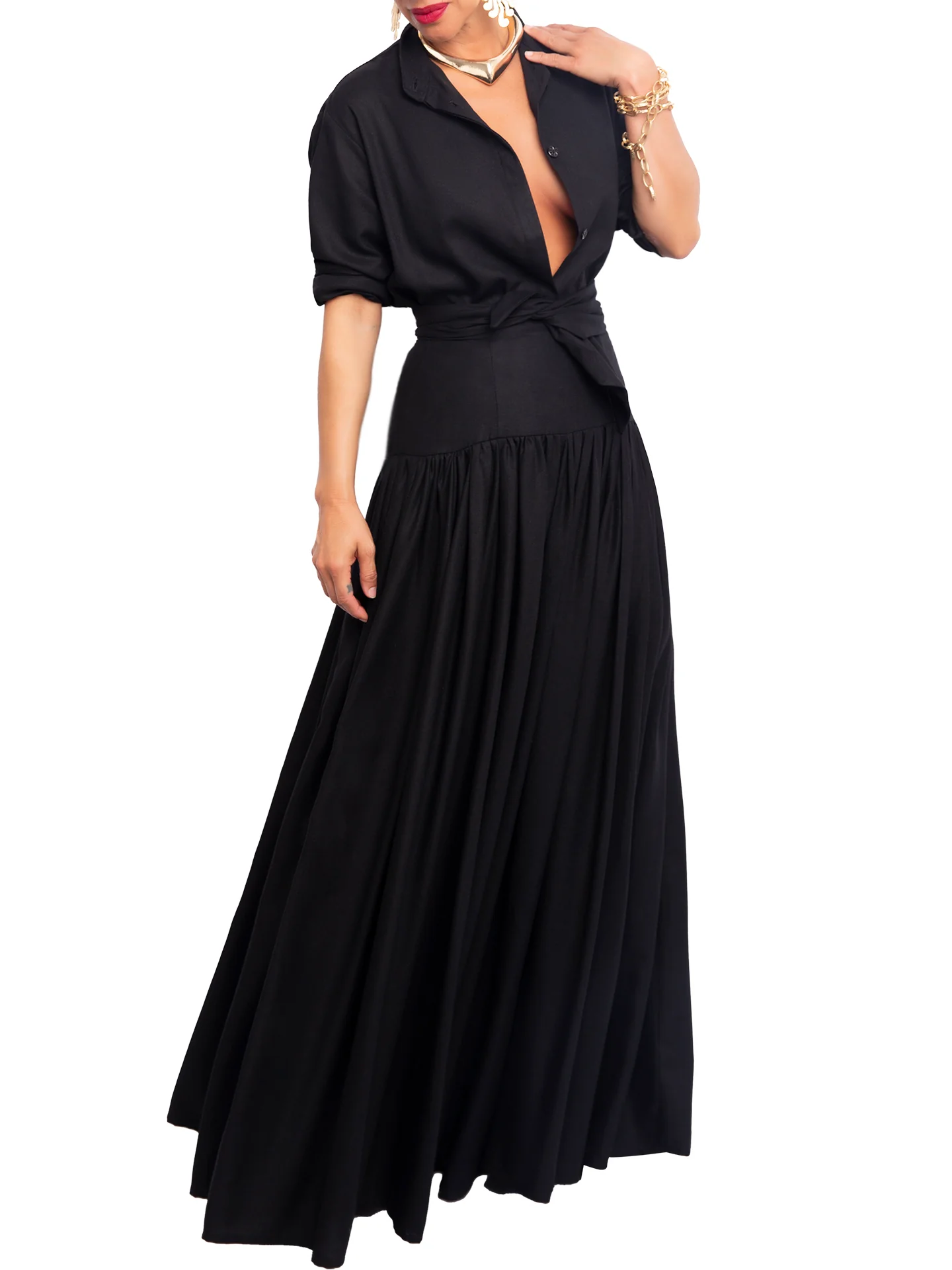 “Atlas - Black” Button-Down Tunic Top - Image 5