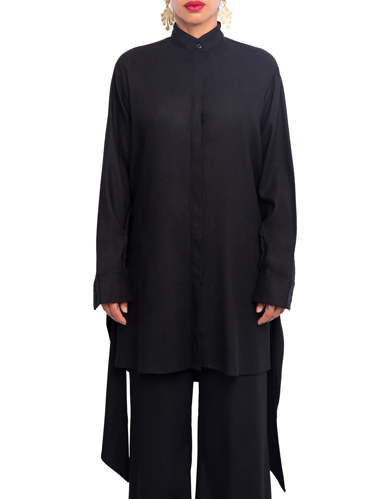 “Atlas - Black” Button-Down Tunic Top - Image 6