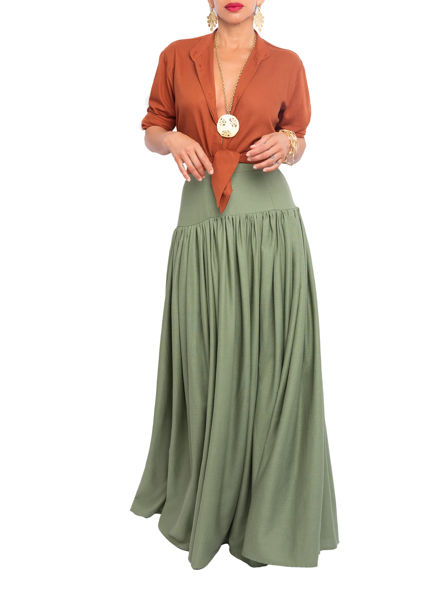 “Atlas - Cognac” Button-Down Tunic Top - Image 5