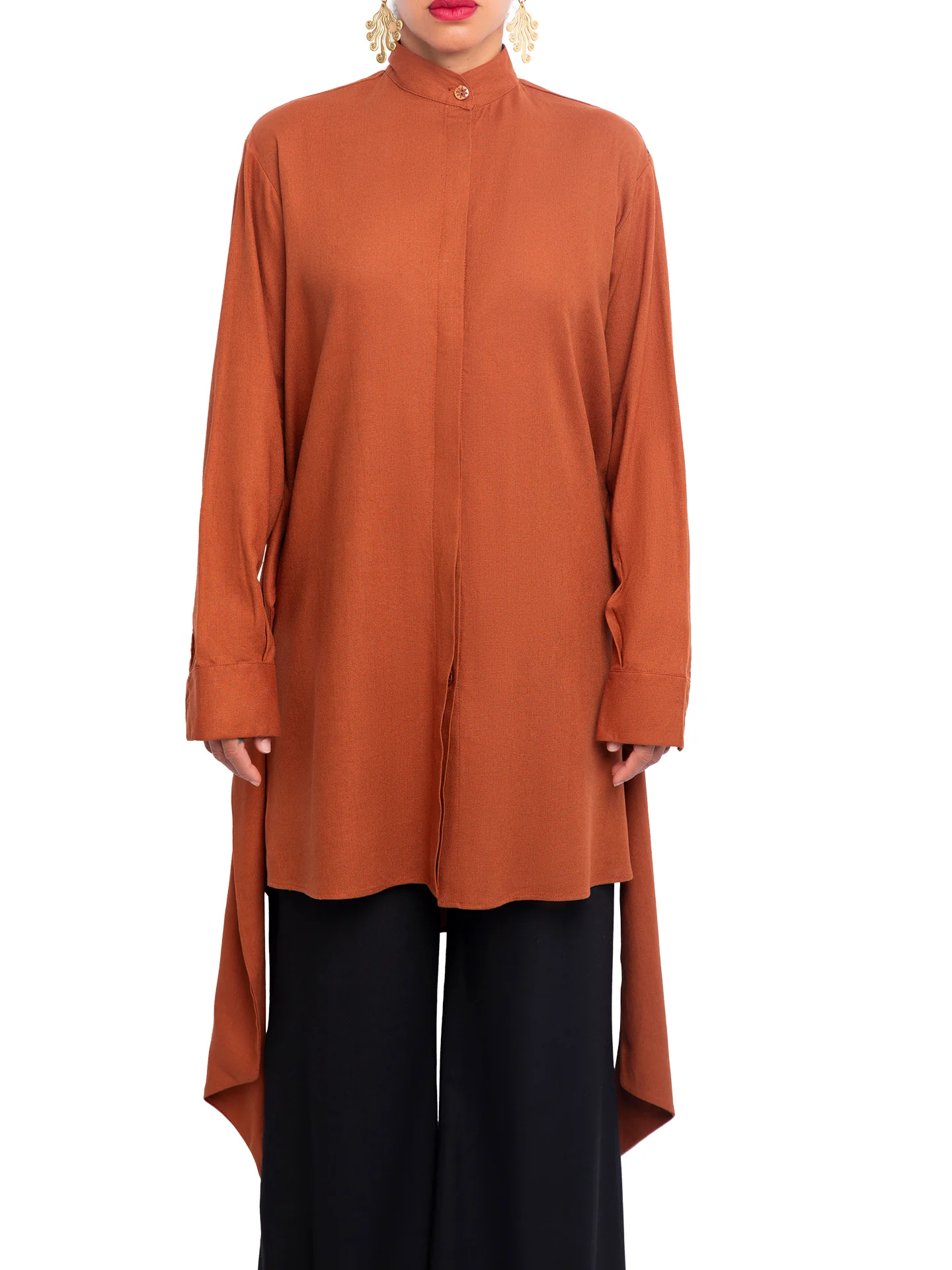 “Atlas - Cognac” Button-Down Tunic Top - Image 6