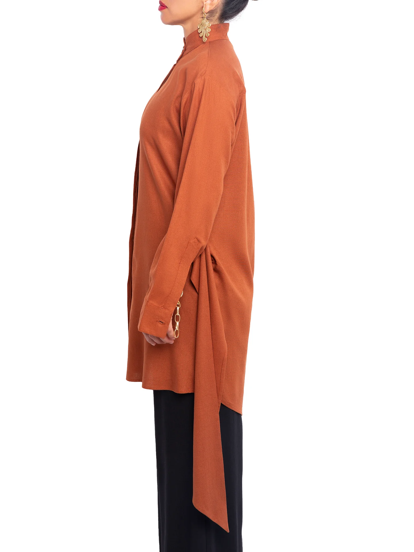 “Atlas - Cognac” Button-Down Tunic Top - Image 7