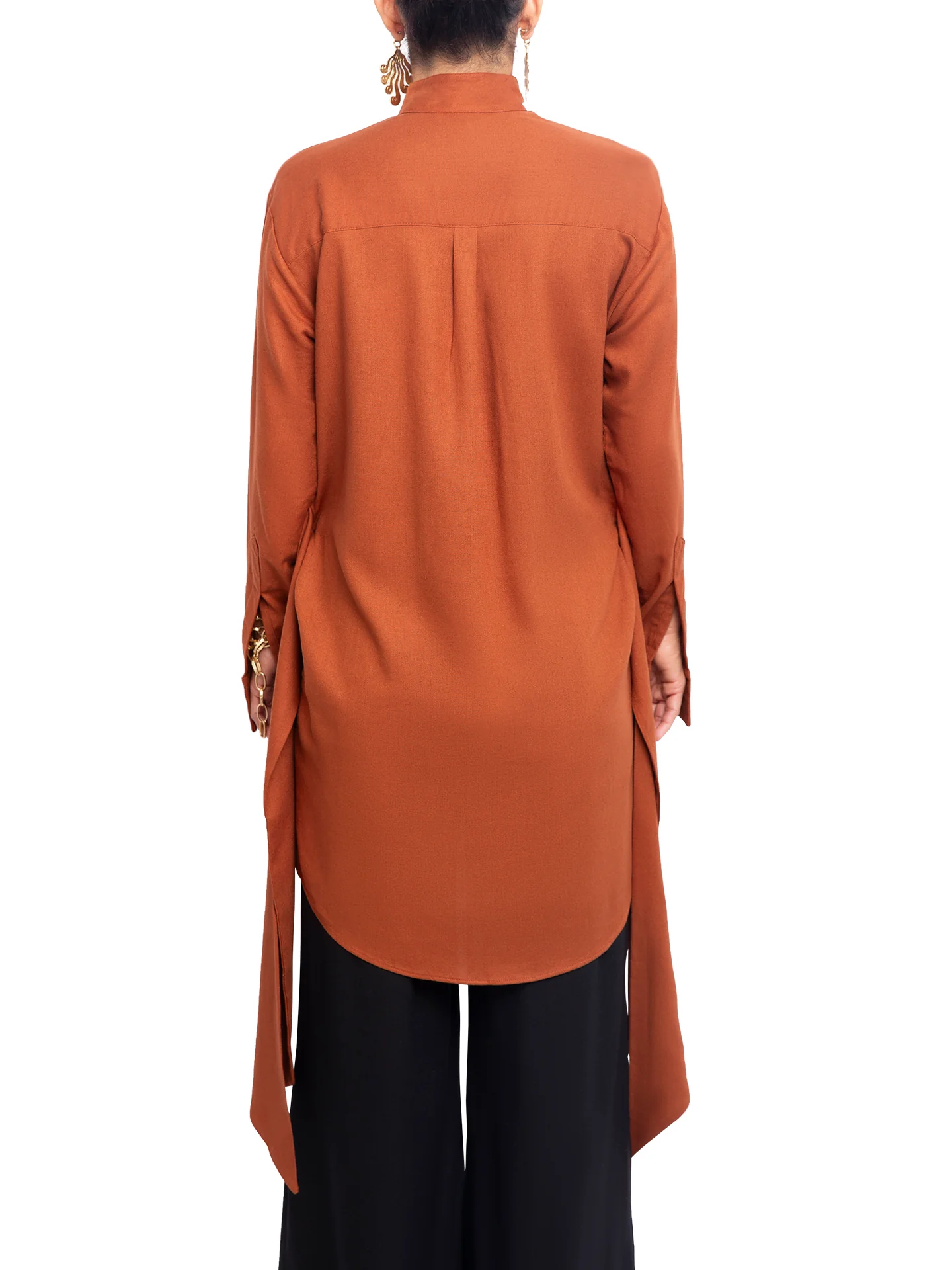 “Atlas - Cognac” Button-Down Tunic Top - Image 8