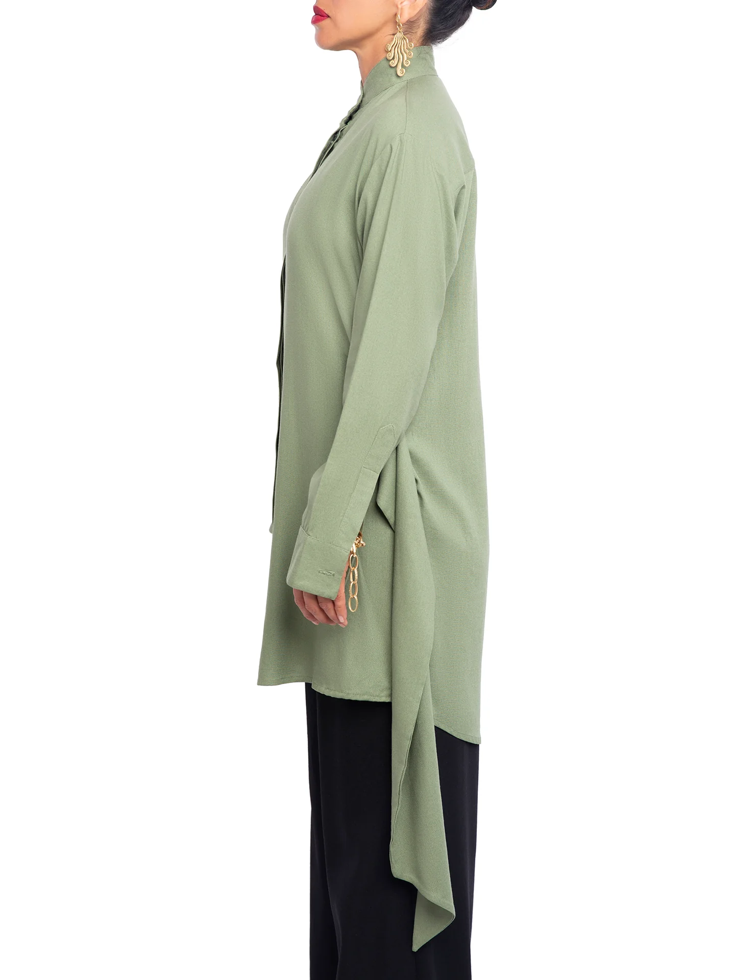 “Atlas - Olive” Button-Down Tunic Top - Image 6