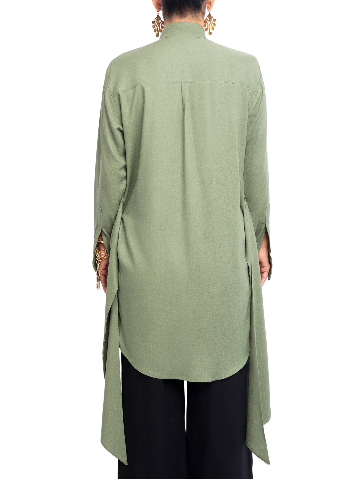“Atlas - Olive” Button-Down Tunic Top - Image 7