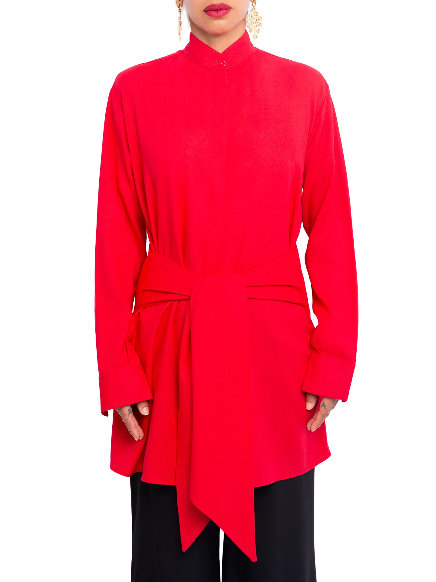 “Atlas - Red” Button-Down Tunic Top - Image 3