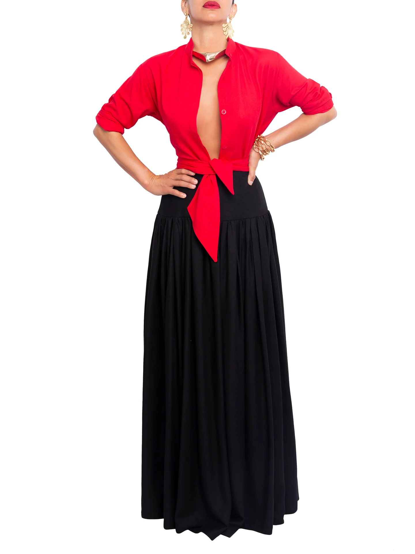 “Atlas - Red” Button-Down Tunic Top - Image 4