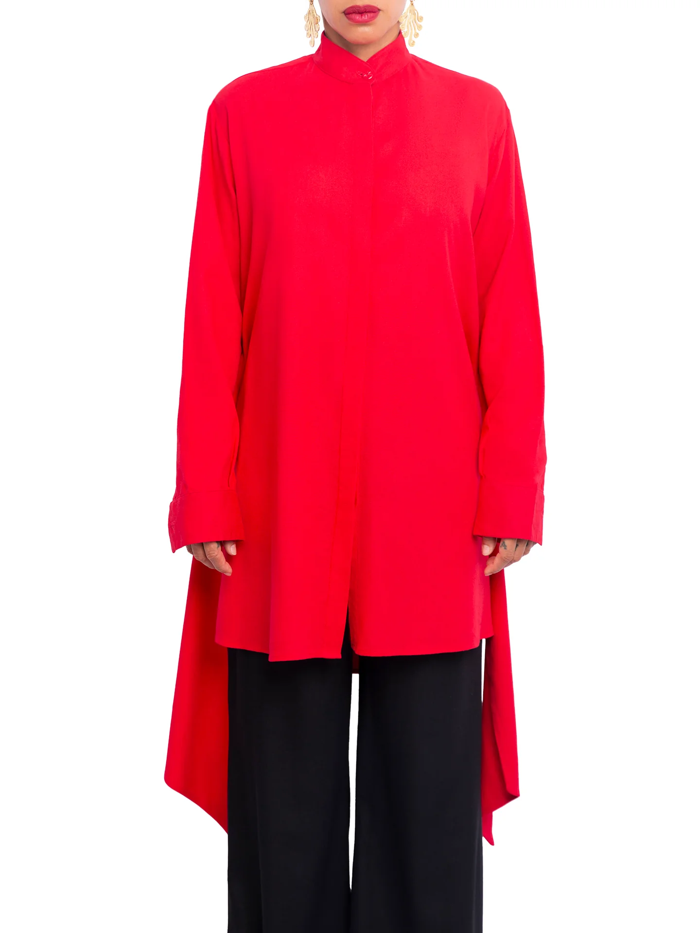 “Atlas - Red” Button-Down Tunic Top - Image 6