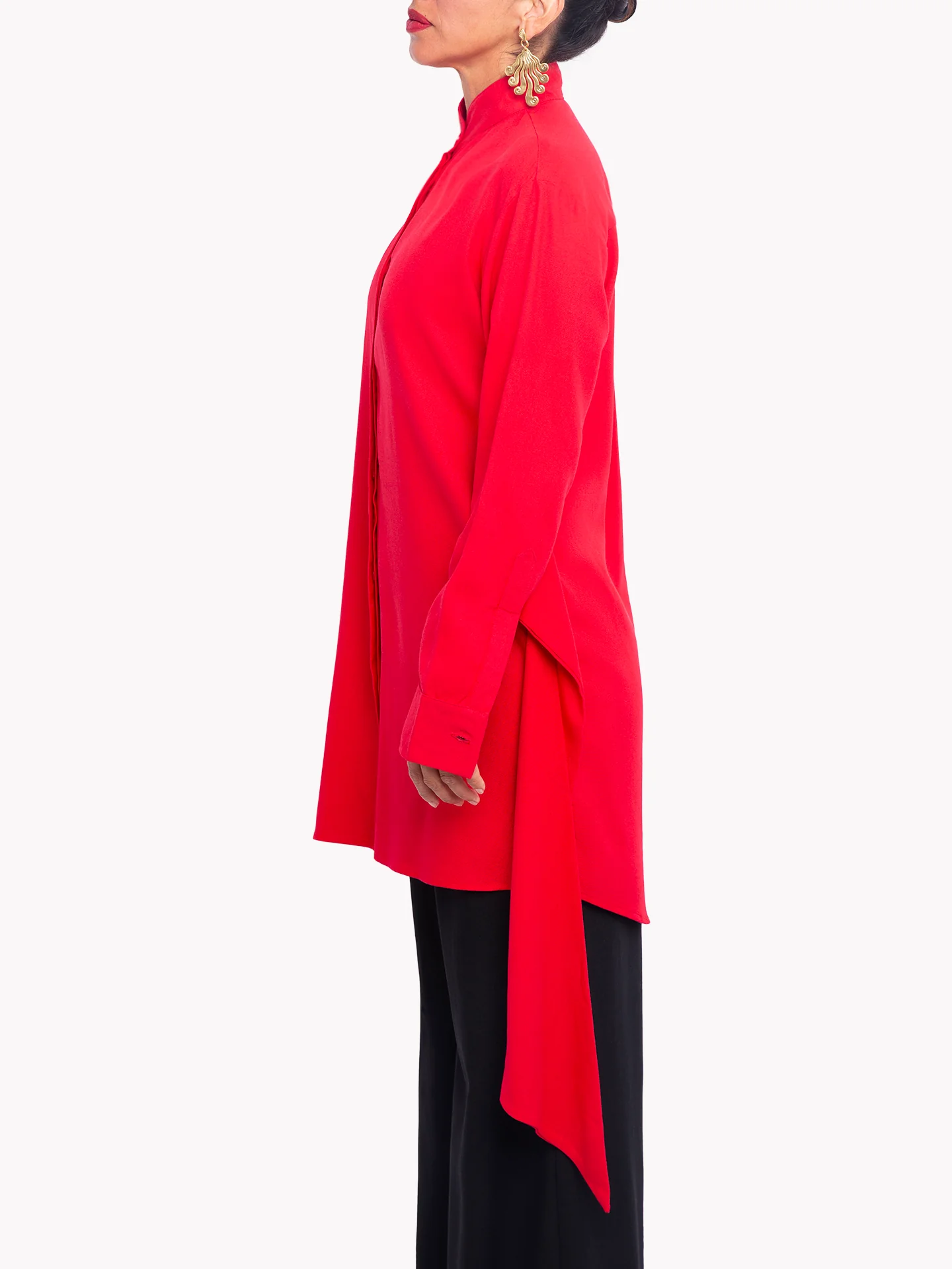 “Atlas - Red” Button-Down Tunic Top - Image 7