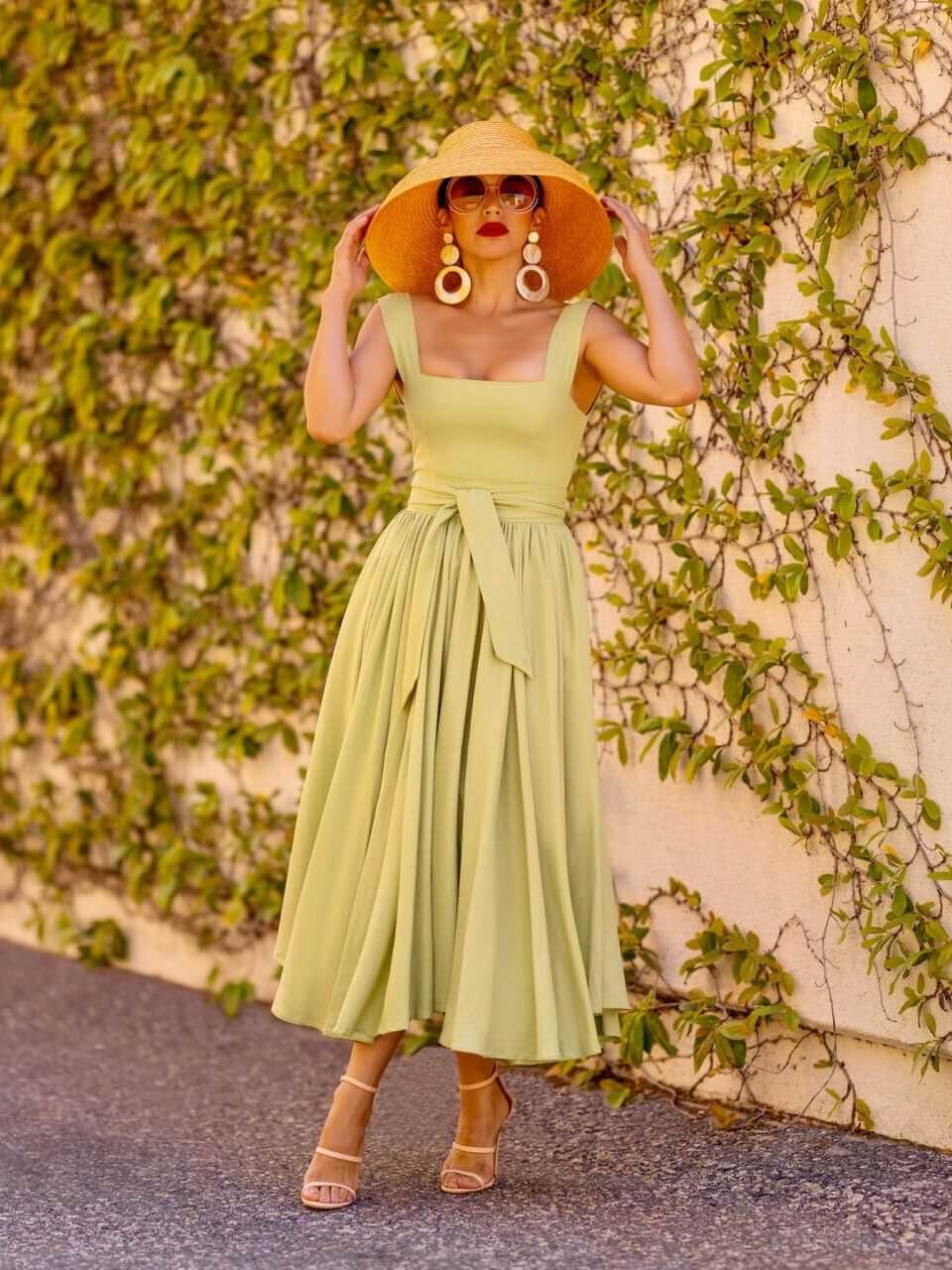 "Beachfront" Sage Square Neck Dress - Image 3