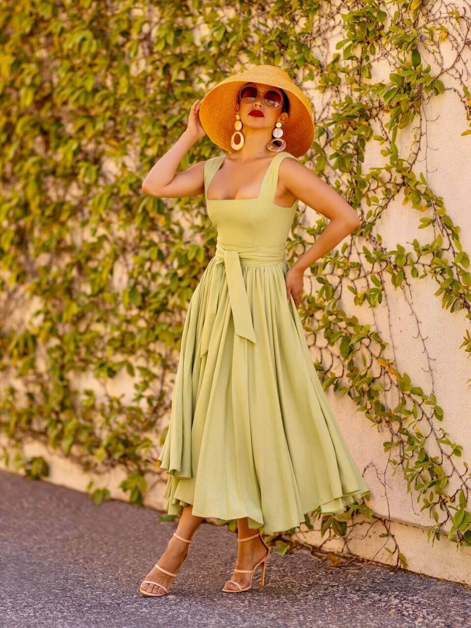 "Beachfront" Sage Square Neck Dress - Image 4