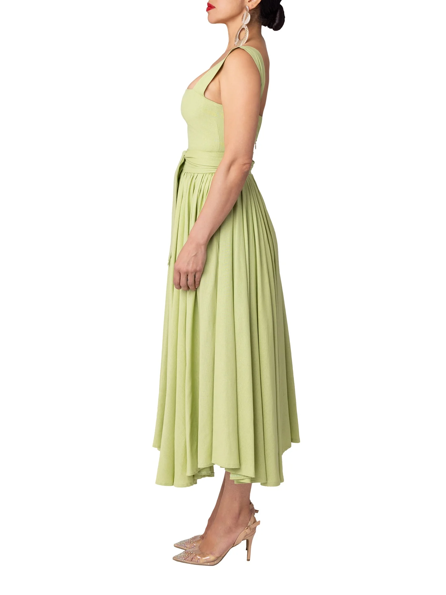 "Beachfront" Sage Square Neck Dress - Image 7