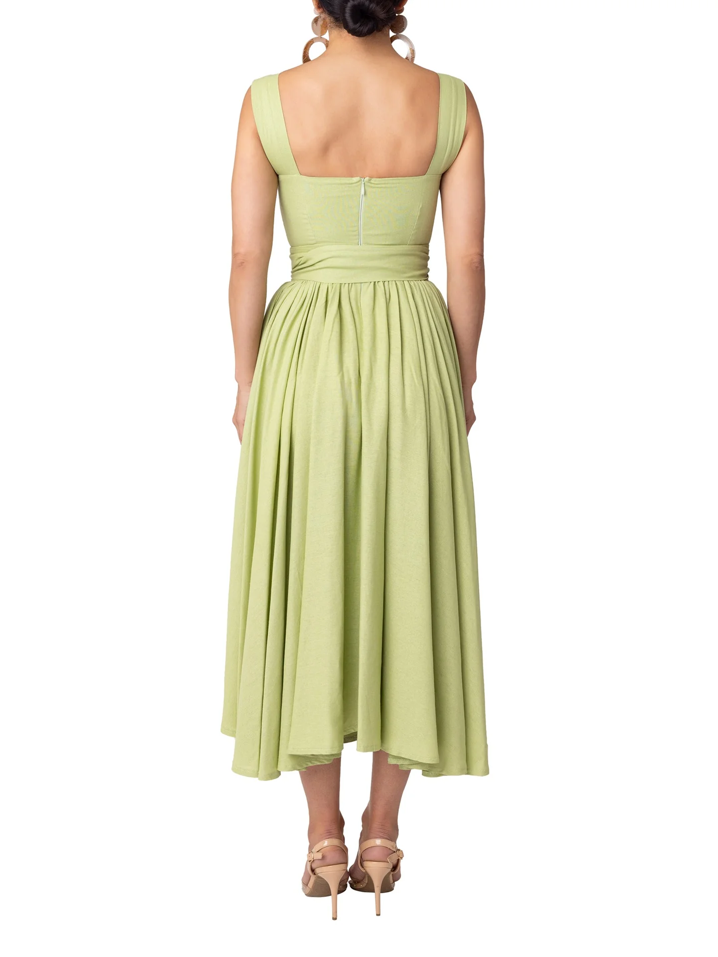 "Beachfront" Sage Square Neck Dress - Image 8