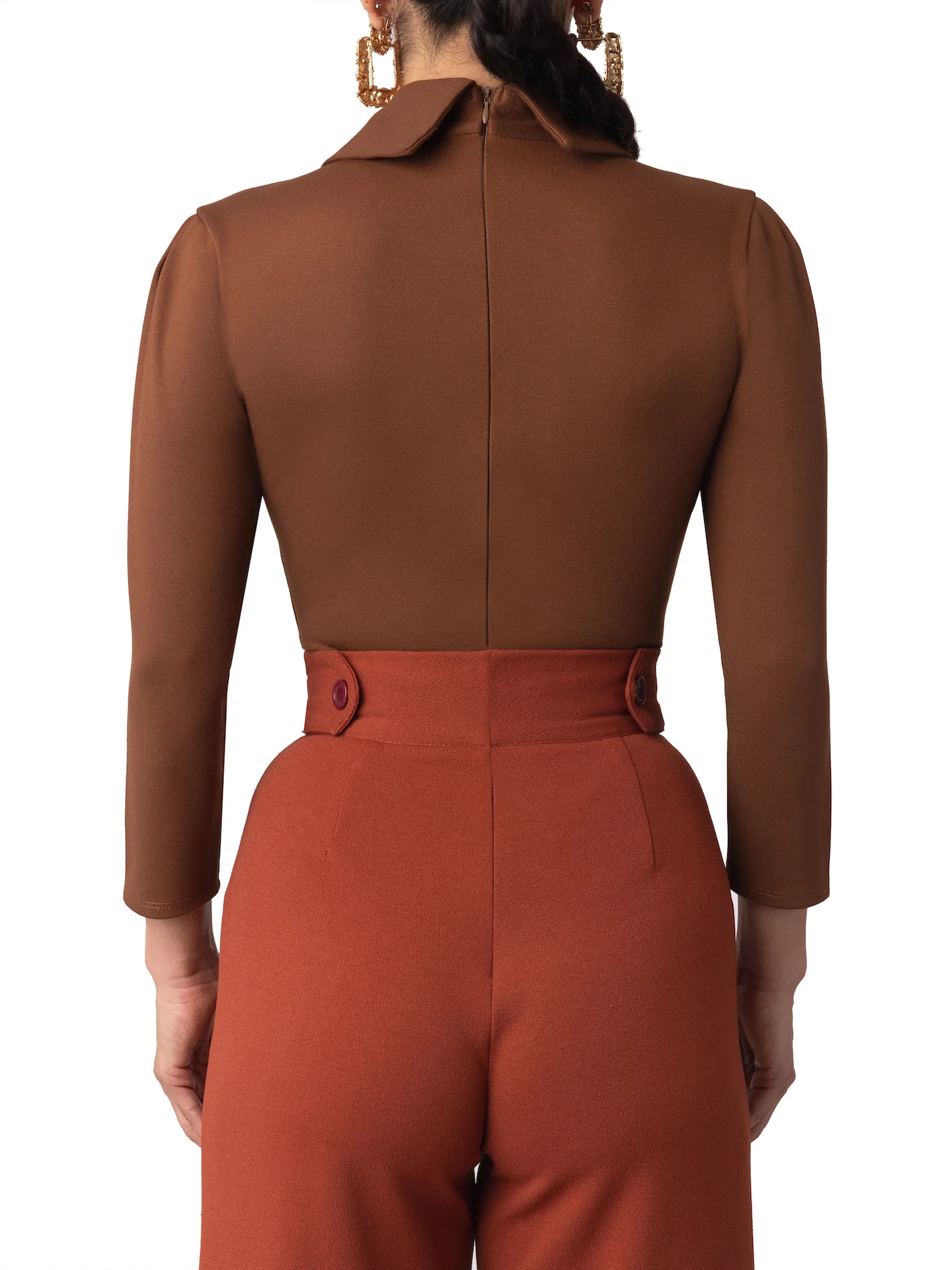 "Bonnie" Brown Collared Bodysuit - Image 10