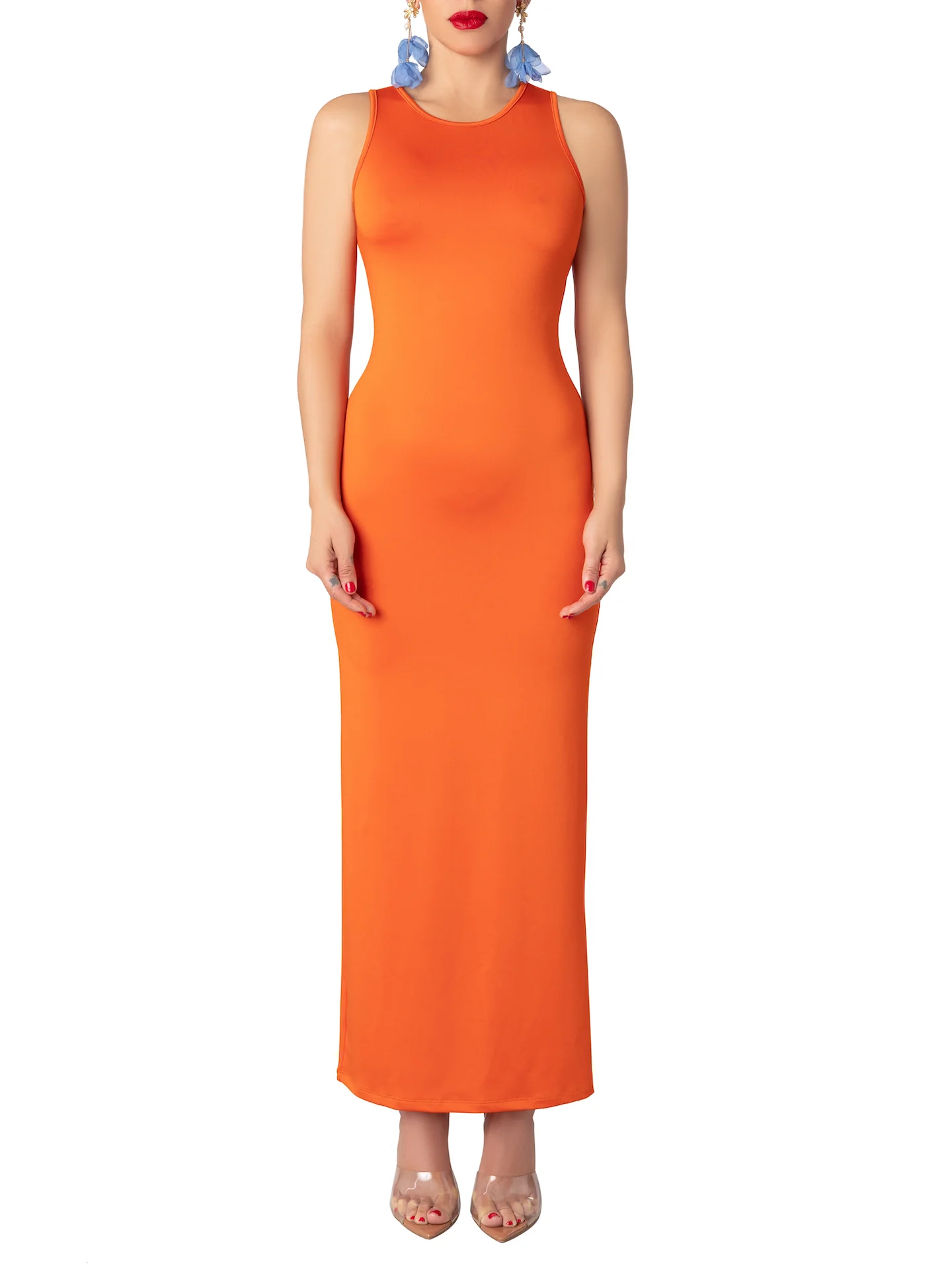"Burst" Orange Tank Dress - Image 5