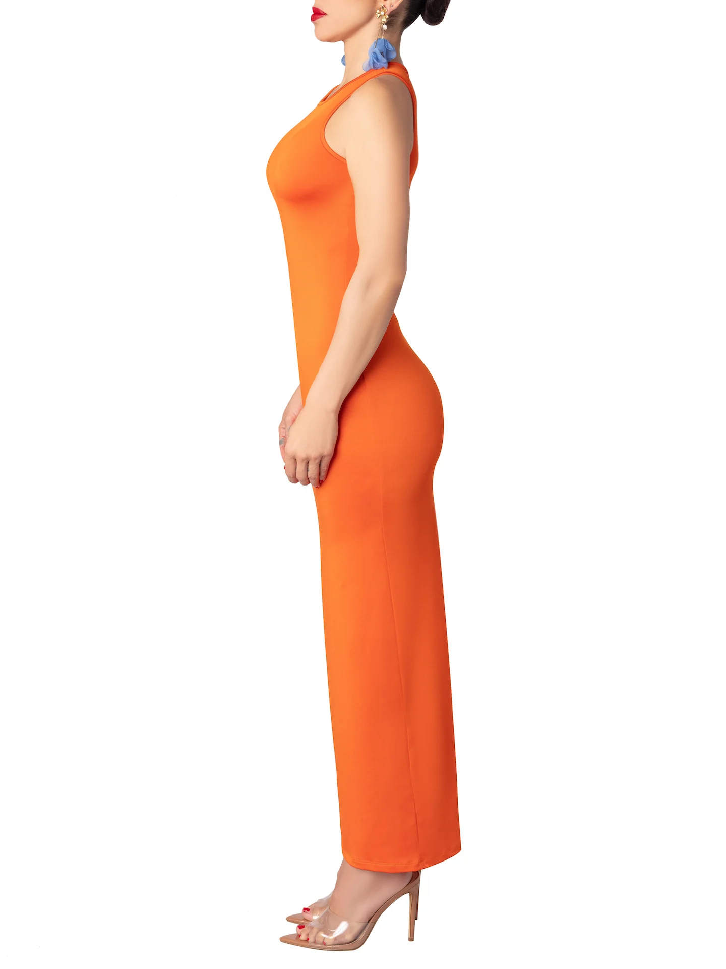 "Burst" Orange Tank Dress - Image 6