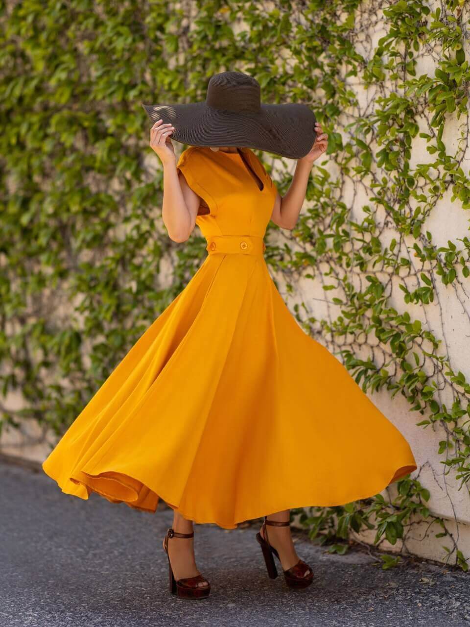 "Cape Town" Yellow Epaulette Dress - Image 3