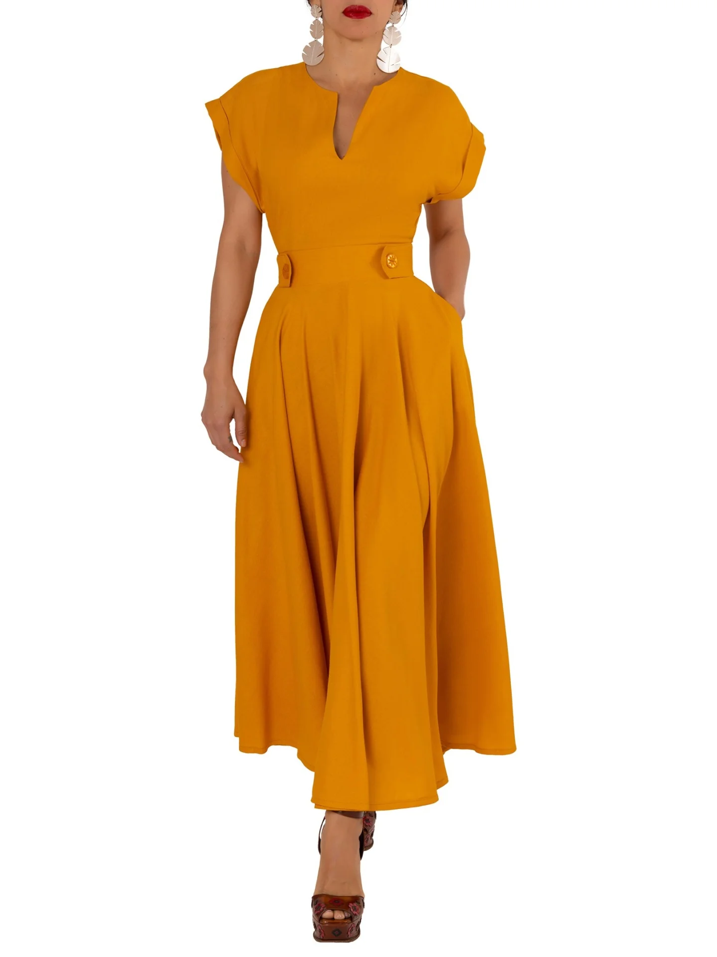 "Cape Town" Yellow Epaulette Dress - Image 6