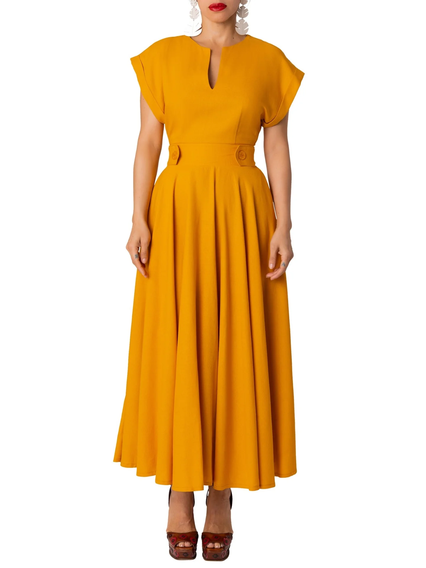 "Cape Town" Yellow Epaulette Dress - Image 7