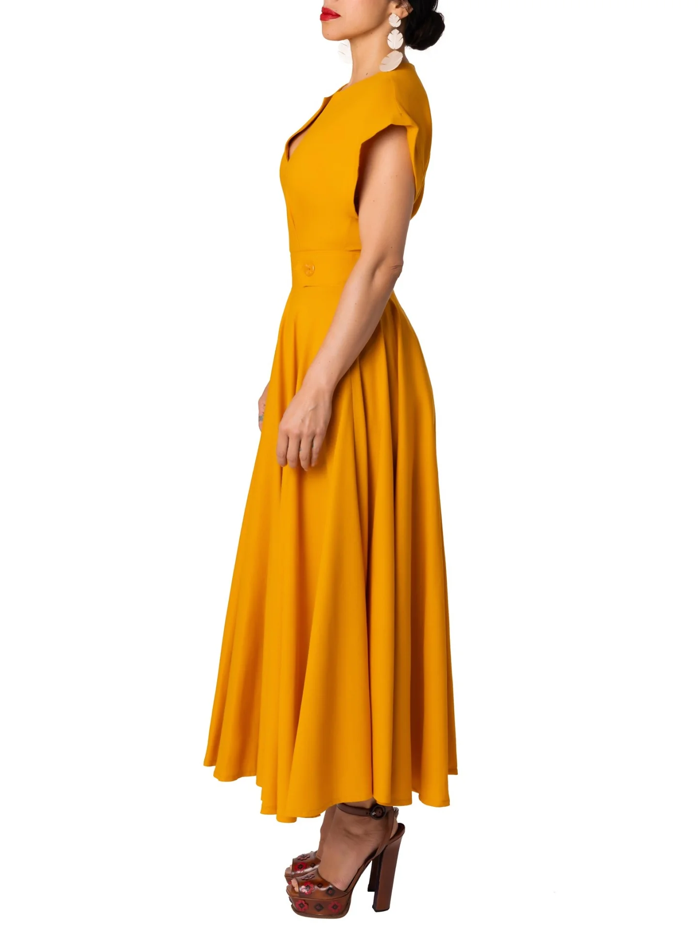 "Cape Town" Yellow Epaulette Dress - Image 8