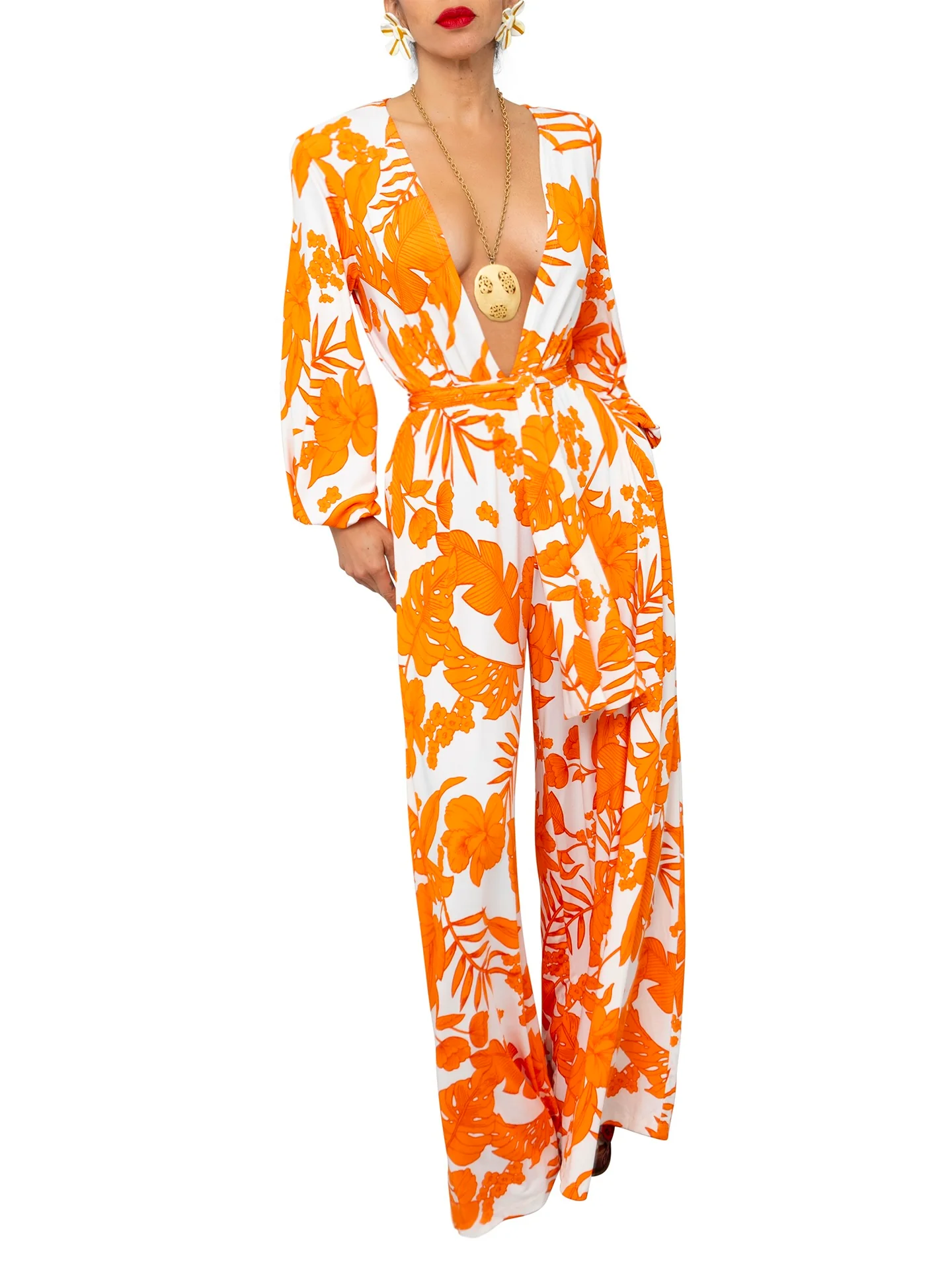 "Cara Cara" Stretch Deep-V Jumpsuit - Image 3
