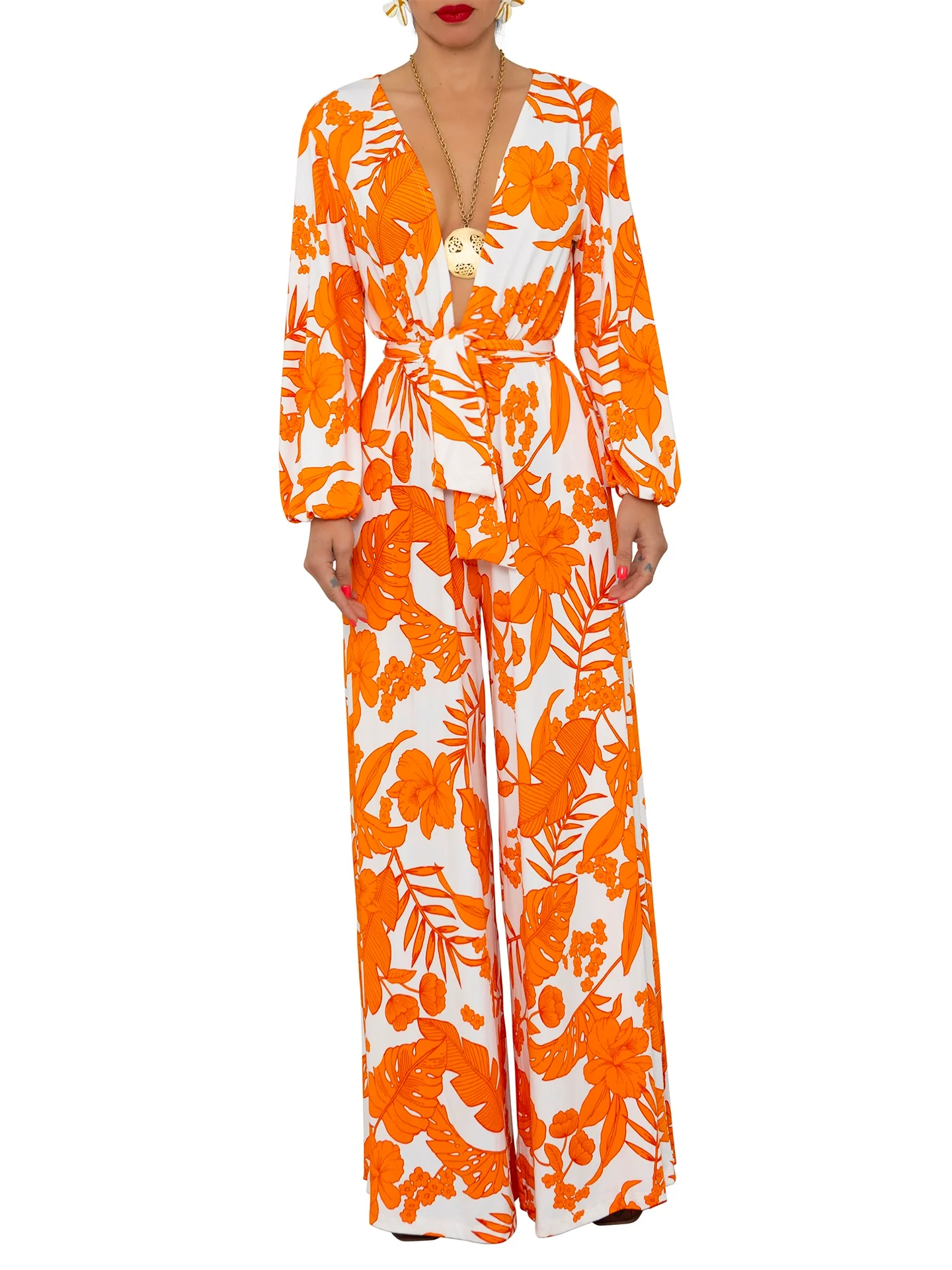 "Cara Cara" Stretch Deep-V Jumpsuit - Image 4