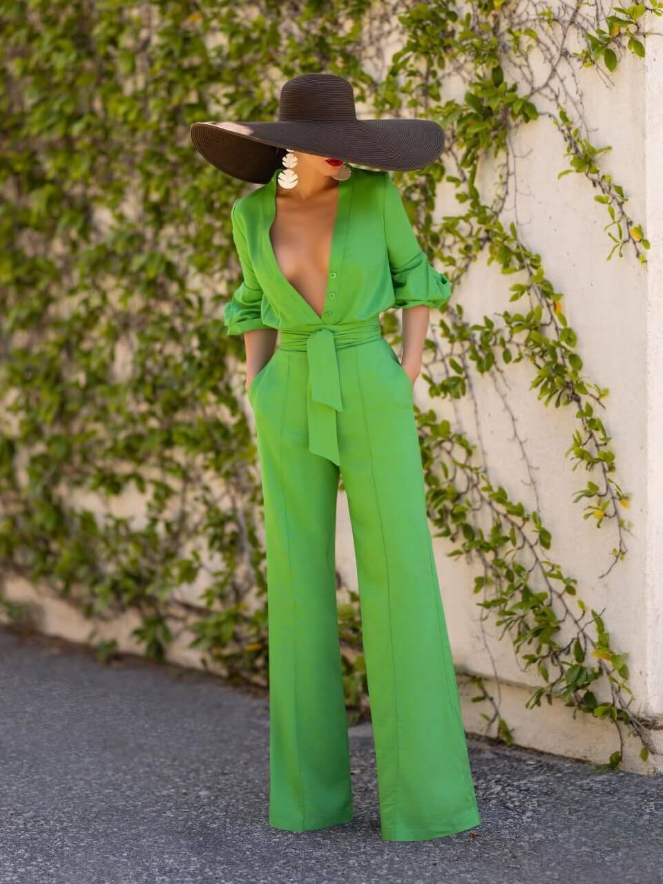 "Caribbean" Green Button-Down Jumpsuit - Image 3