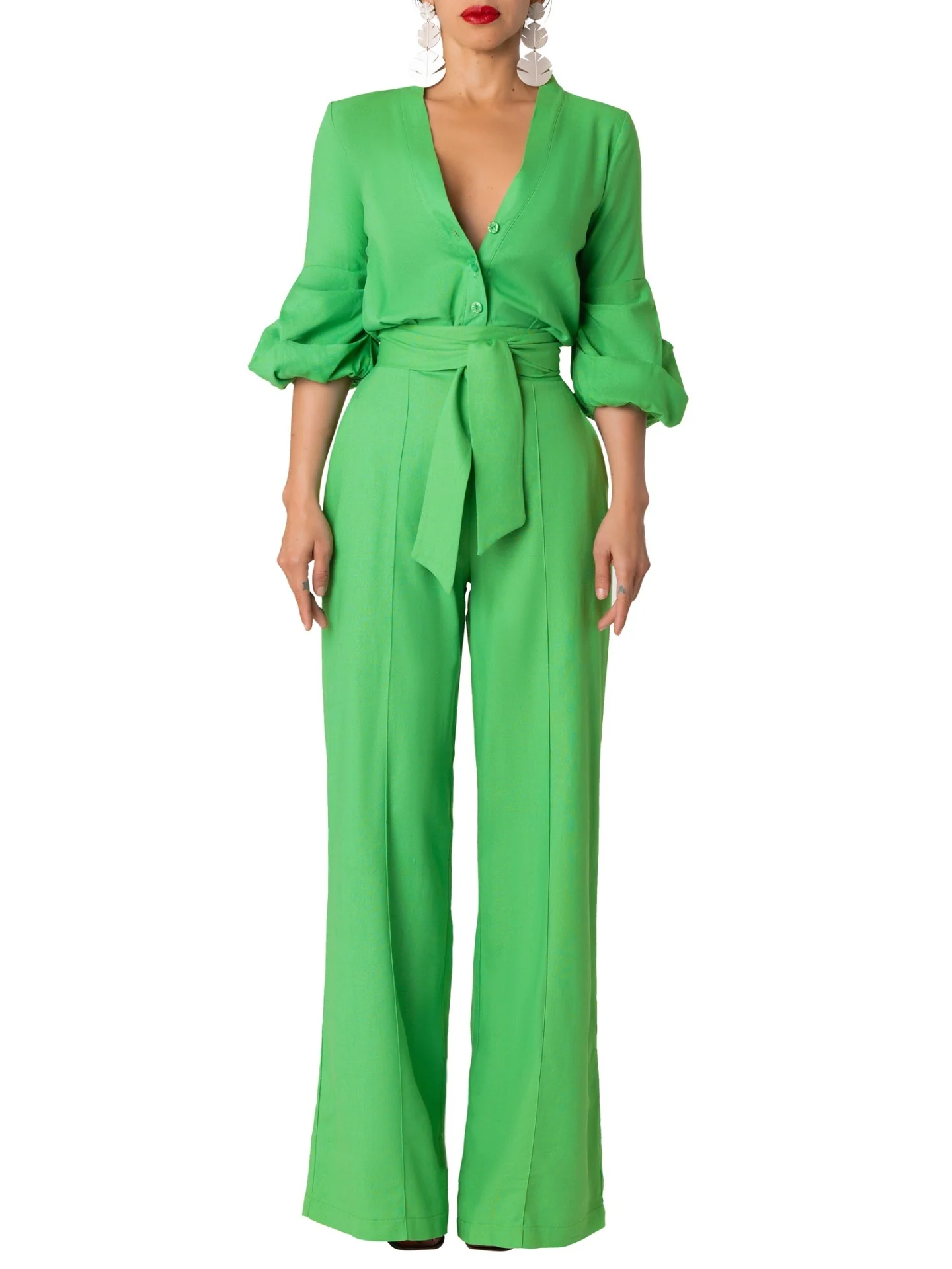 "Caribbean" Green Button-Down Jumpsuit - Image 6