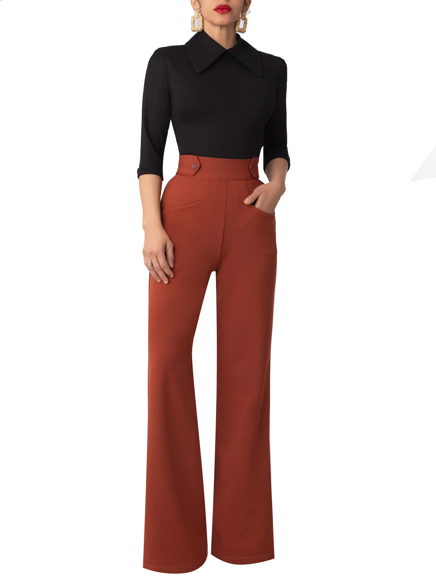 "Caroline" Black Collared Bodysuit - Image 3