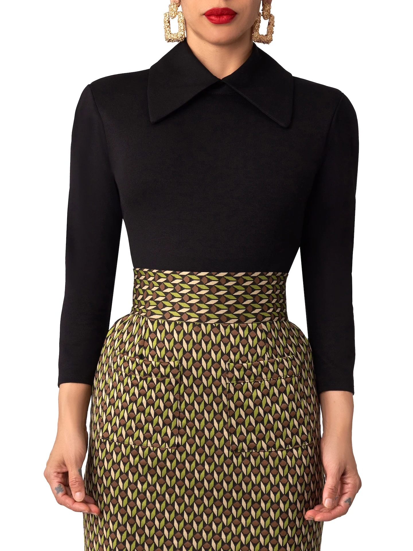 "Caroline" Black Collared Bodysuit - Image 5