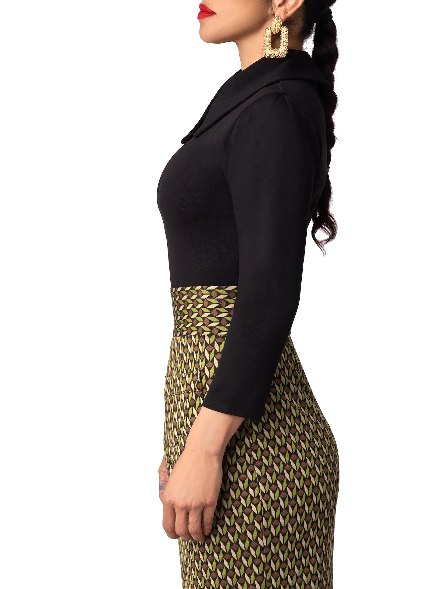 "Caroline" Black Collared Bodysuit - Image 6