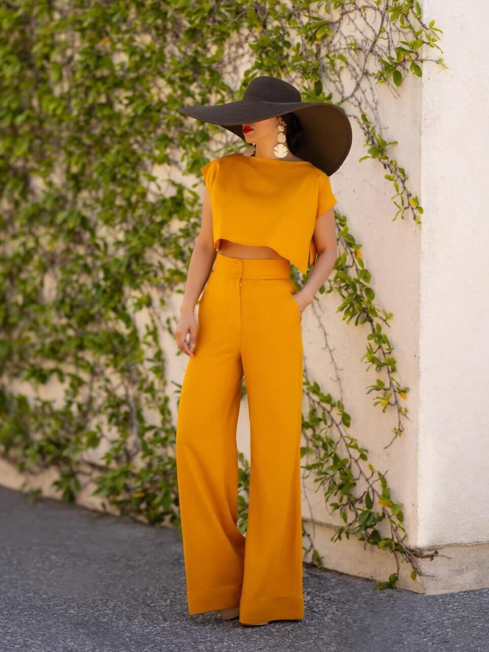 "Casa Del Mar" Yellow High Waist Wide Leg Pants - Image 4
