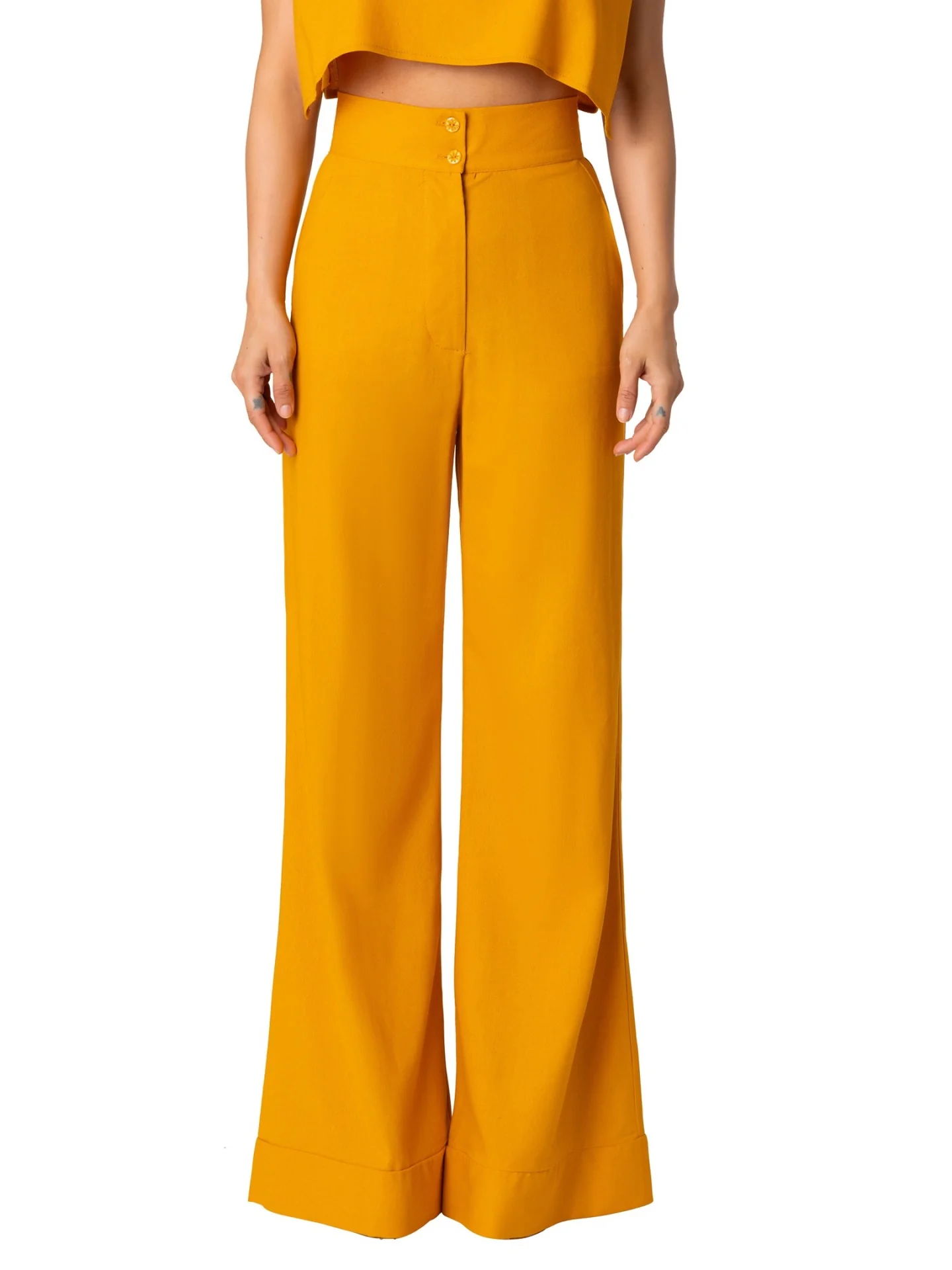 "Casa Del Mar" Yellow High Waist Wide Leg Pants - Image 6