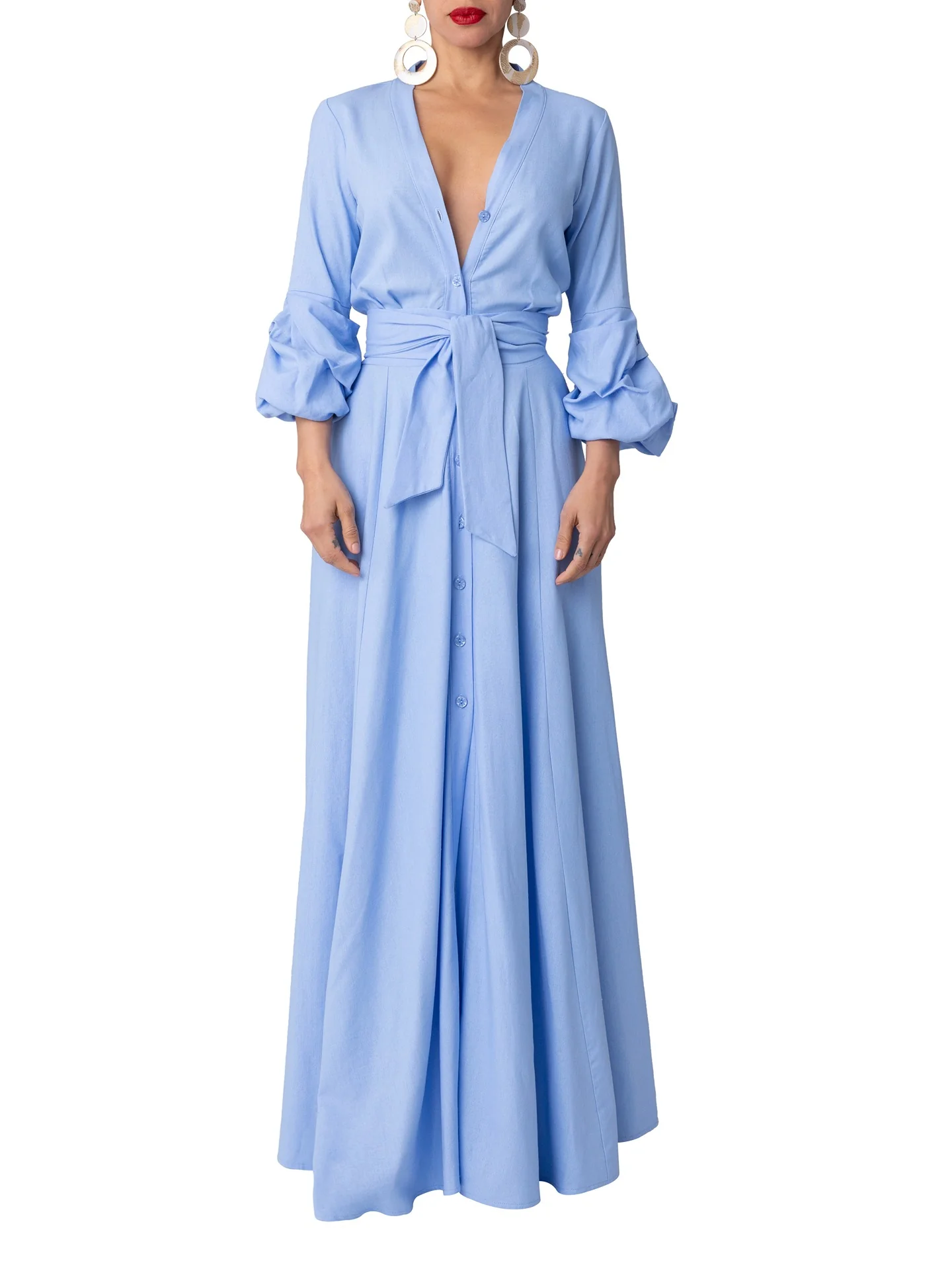 "Clear Water" Lt. Blue Maxi Dress - Image 7