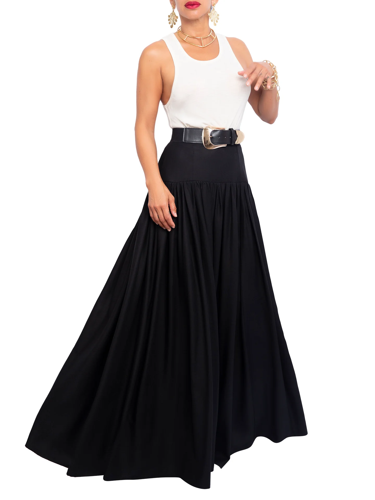 “Decker - Black” Drop Waist Maxi Skirt - Image 4