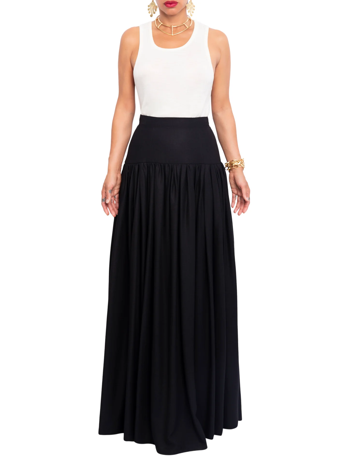 “Decker - Black” Drop Waist Maxi Skirt - Image 5