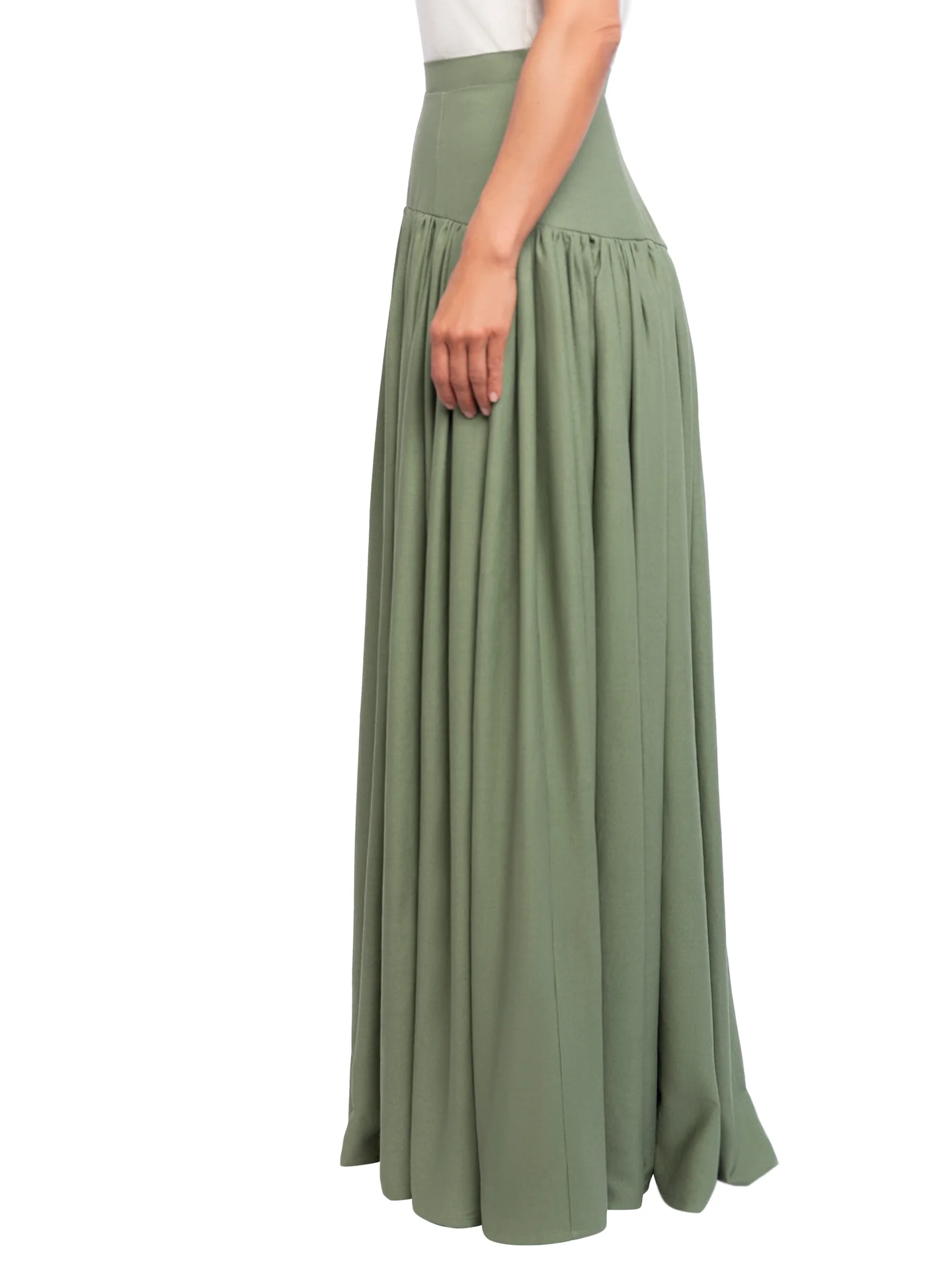 “Decker - Olive” Drop Waist Maxi Skirt - Image 4