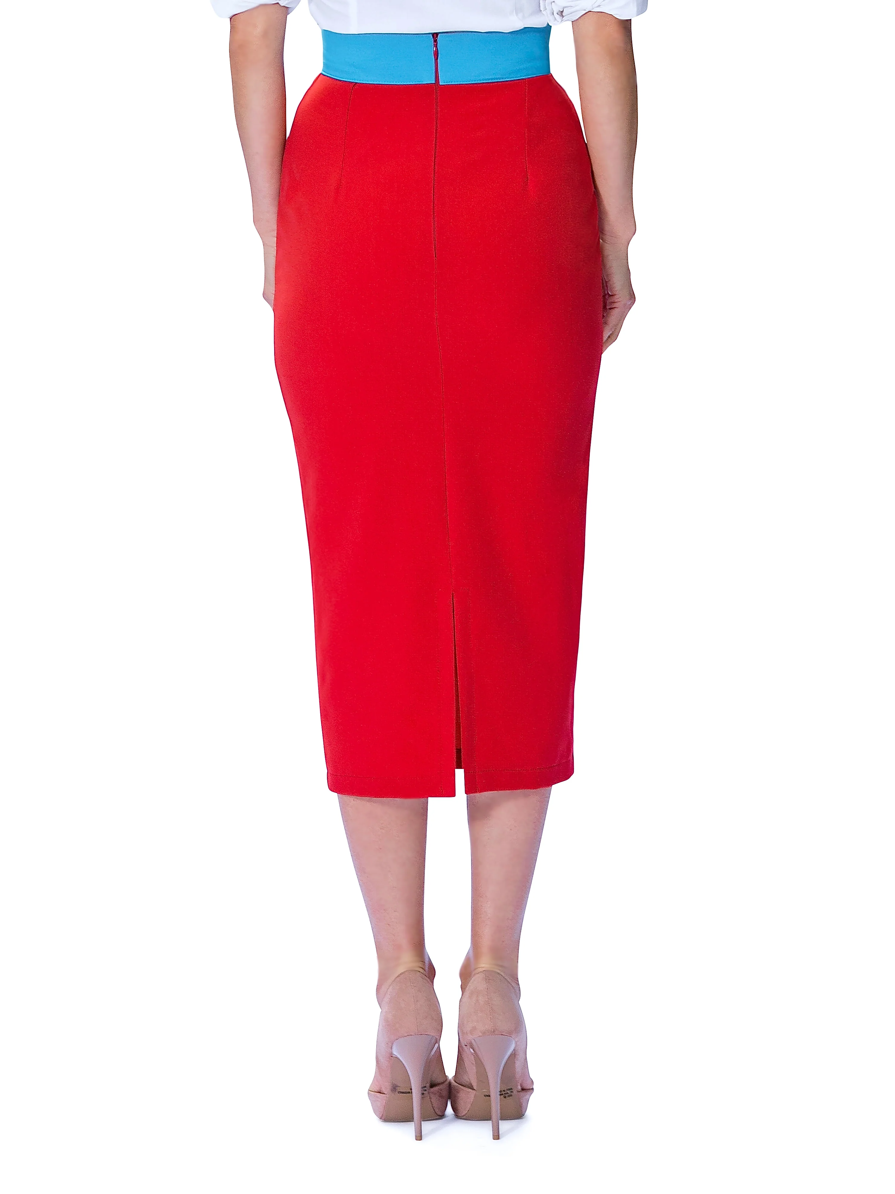 "Dorix" Color Block Waist Pencil Skirt - Image 5