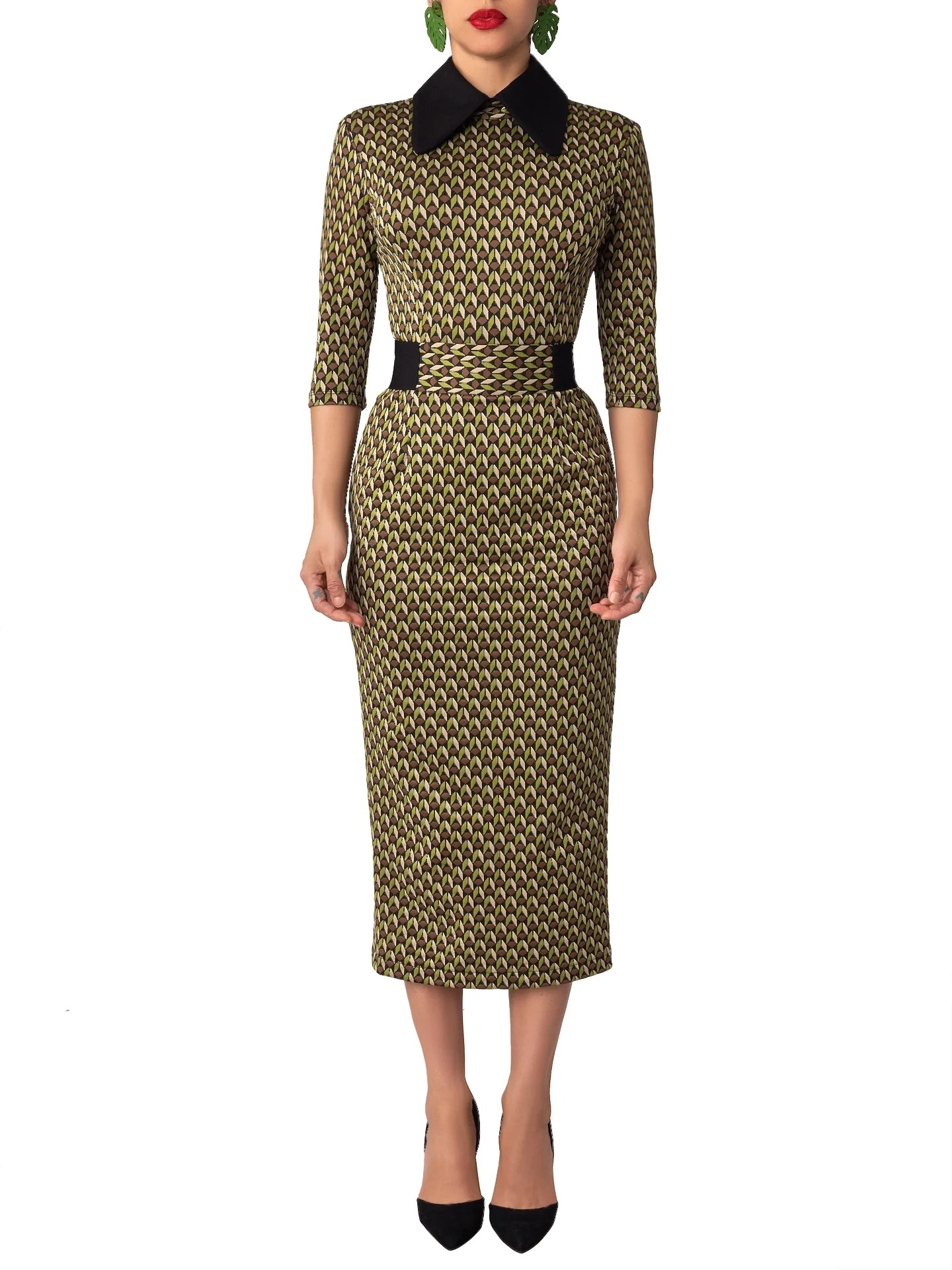 “Elena” Pattern Pencil Dress - Image 4