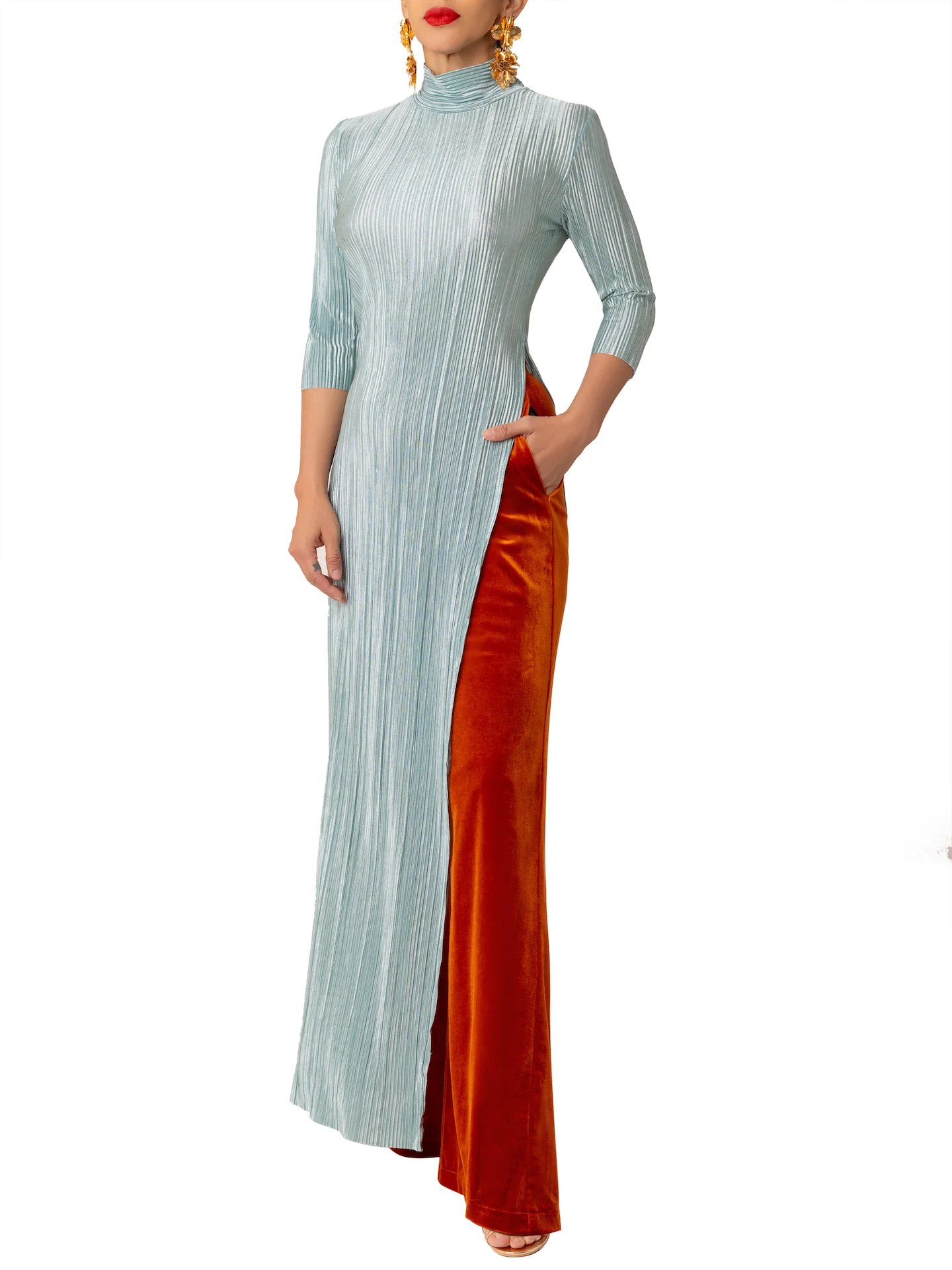“Ethel” Crystal Blue Maxi Top - Image 4
