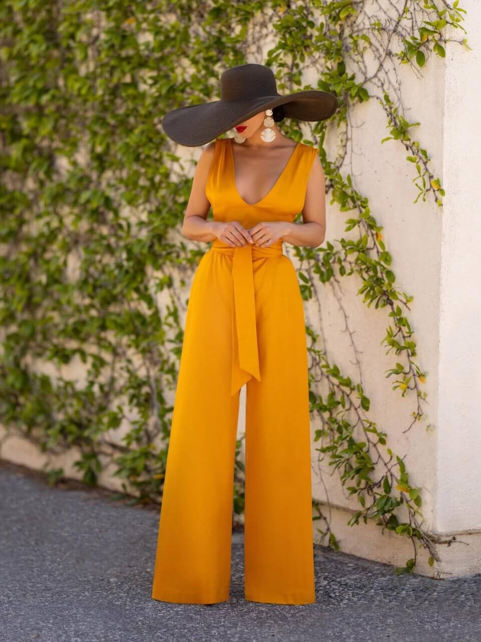 "Greece" Yellow V-Neck Jumpsuit - Image 3