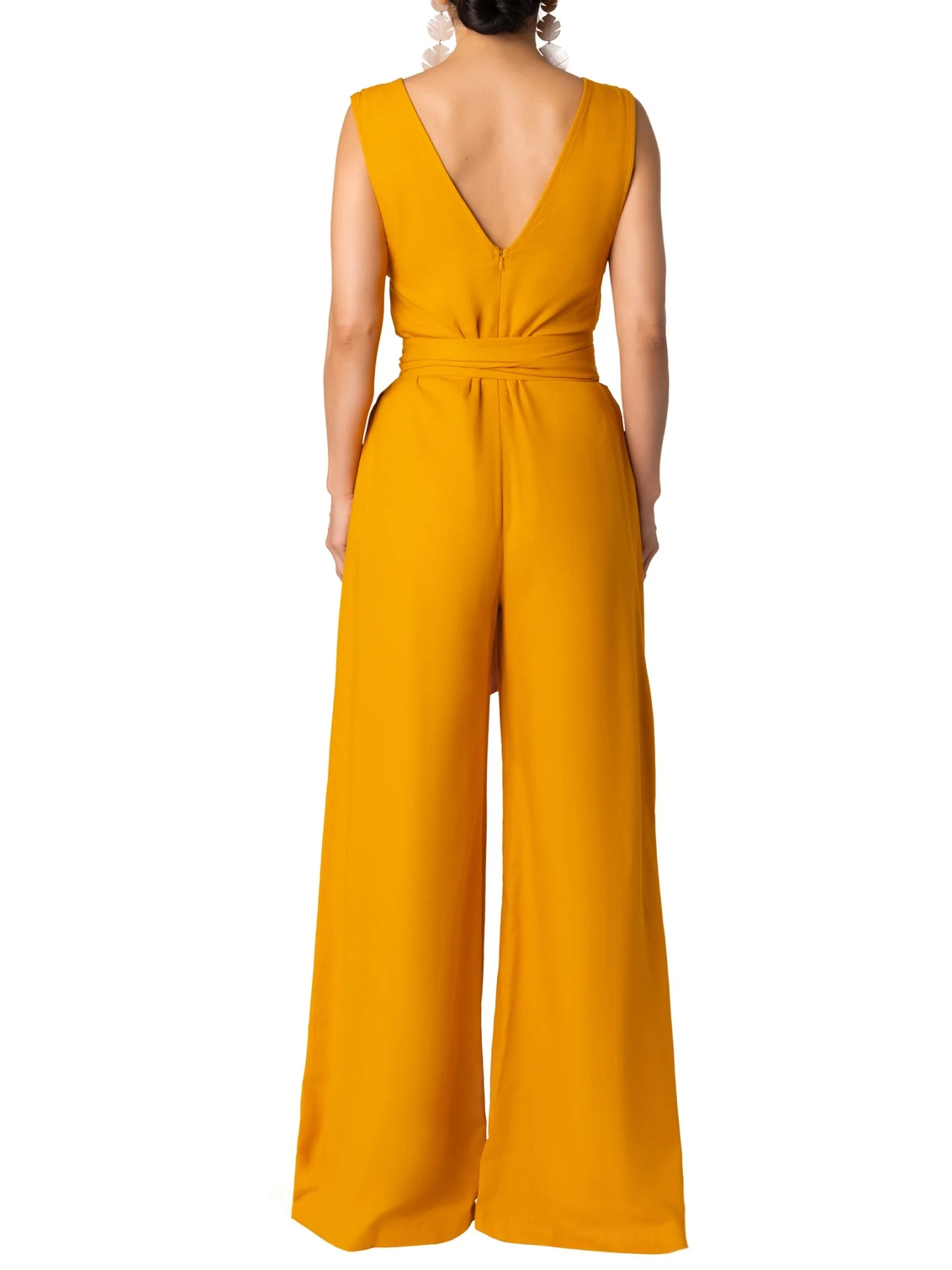 "Greece" Yellow V-Neck Jumpsuit - Image 9
