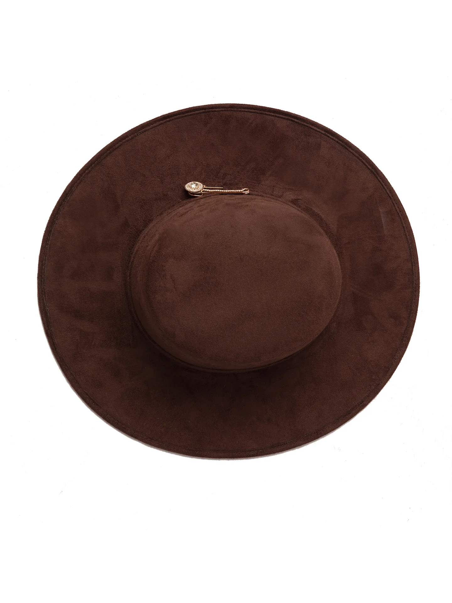 "Icon" Brown Embellished Wide Brim Hat - Image 3