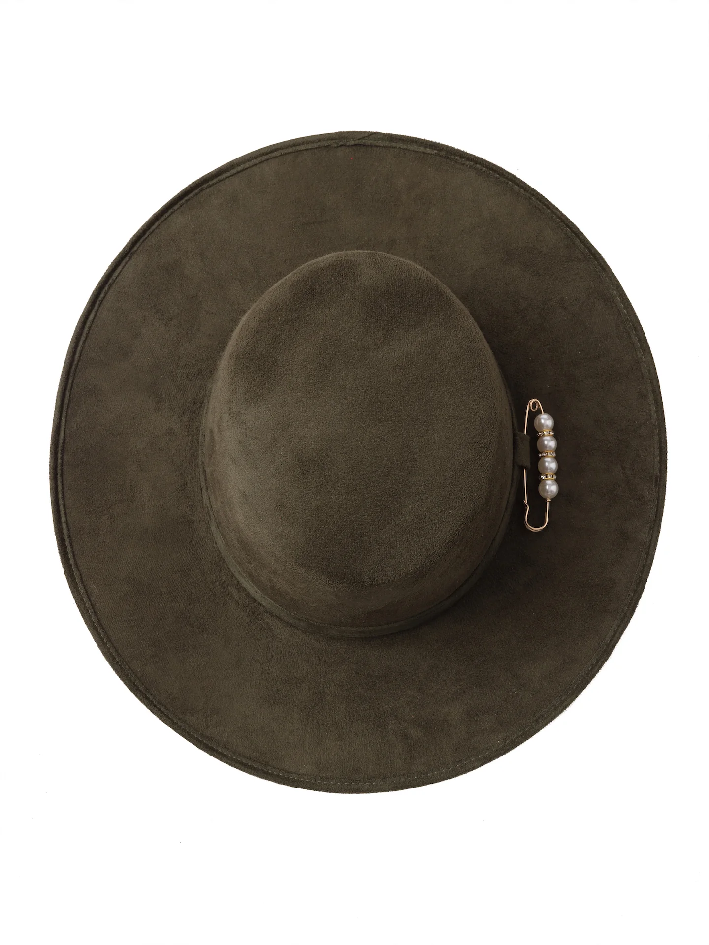 "Icon" Olive Embellished Wide Brim Hat - Image 3
