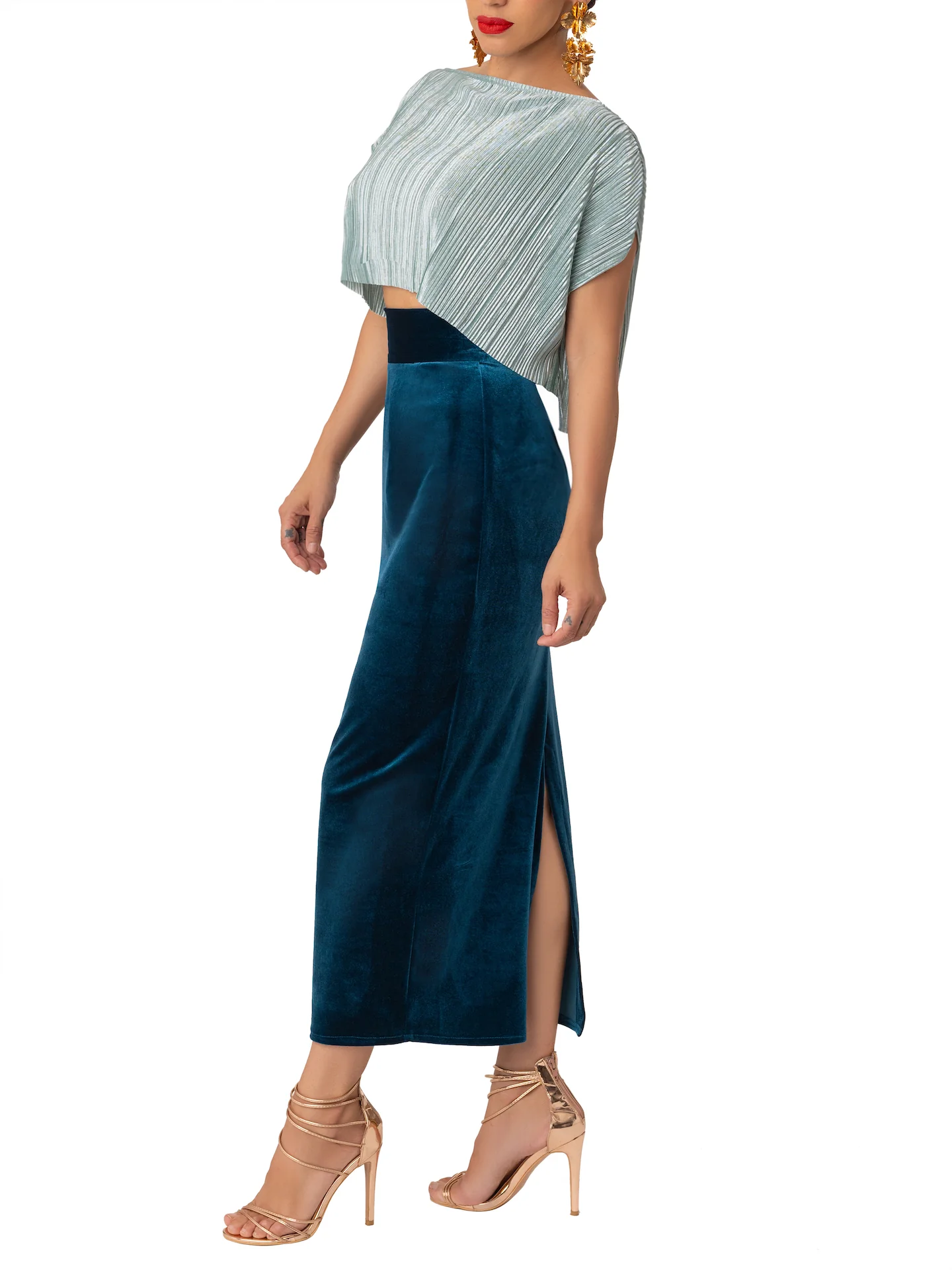 “Jada” Petrol Pencil Skirt - Image 3