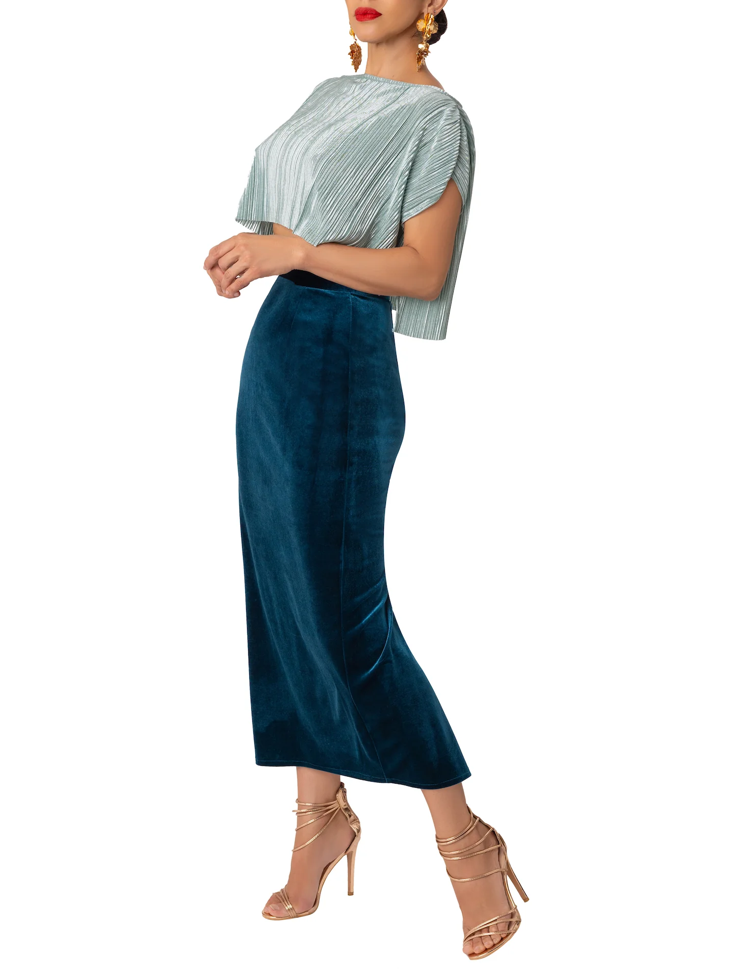 “Jada” Petrol Pencil Skirt - Image 4