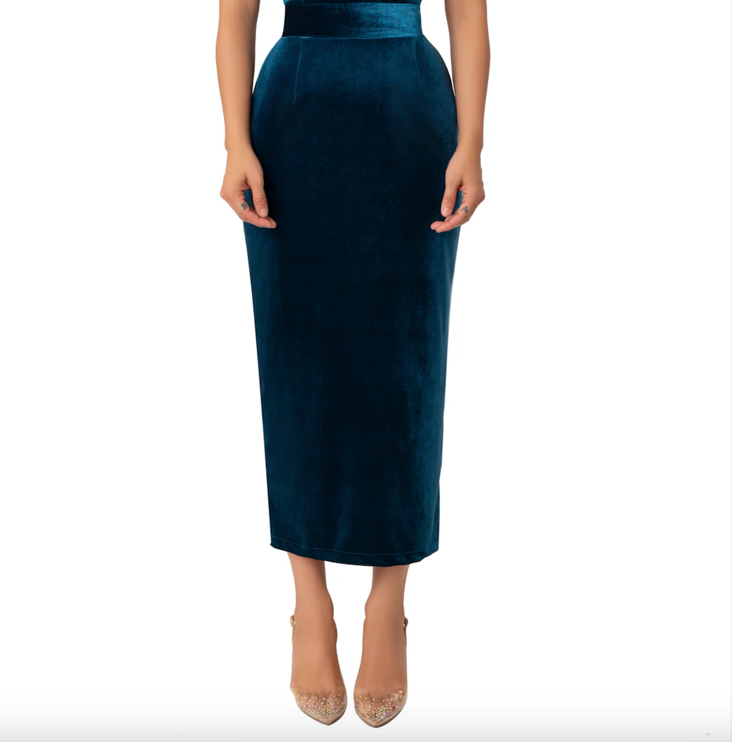 “Jada” Petrol Pencil Skirt - Image 5