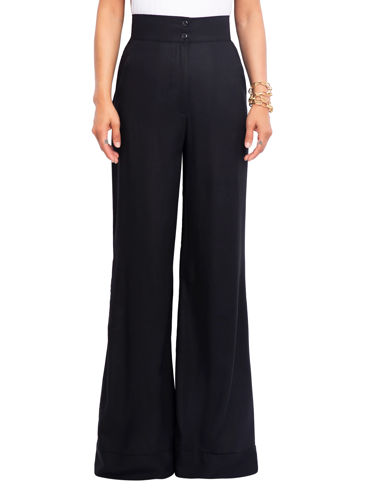 “Jetty - Black” High Waist Wide Leg Pants - Image 3